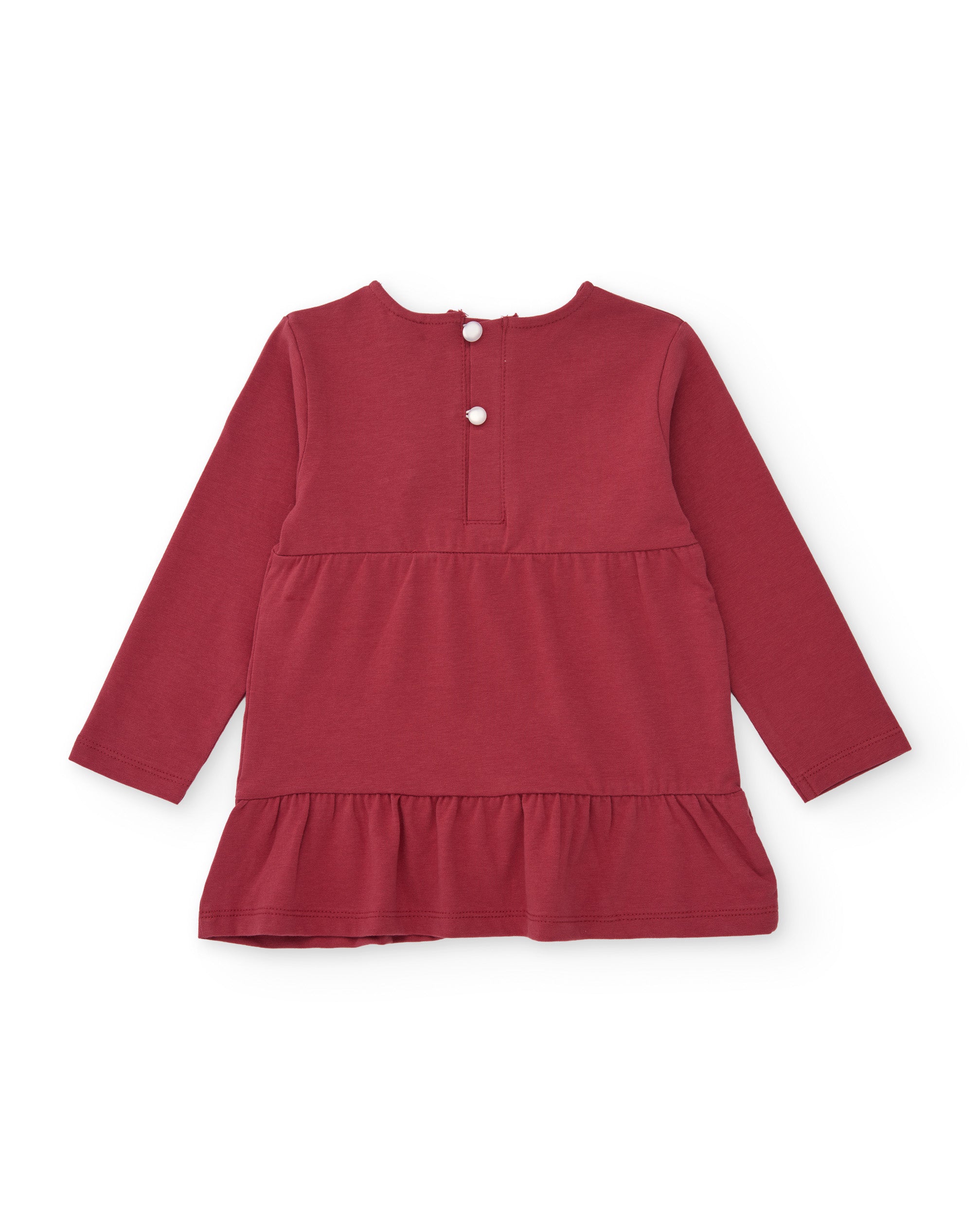 Camiseta de niña de punto con estampado floral y detalle fruncido