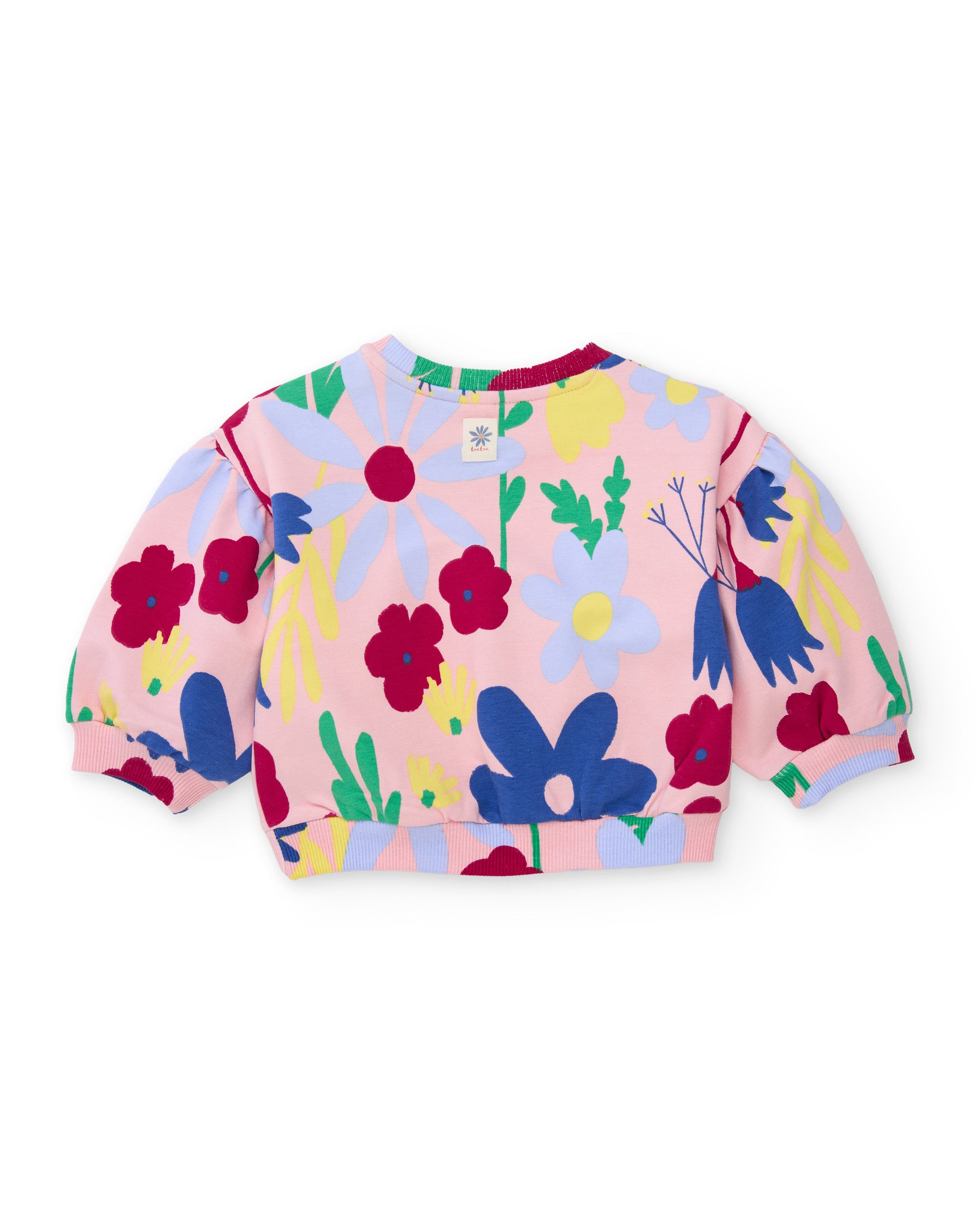 Sudadera de niña de felpa con estampado floral y tejido cálido