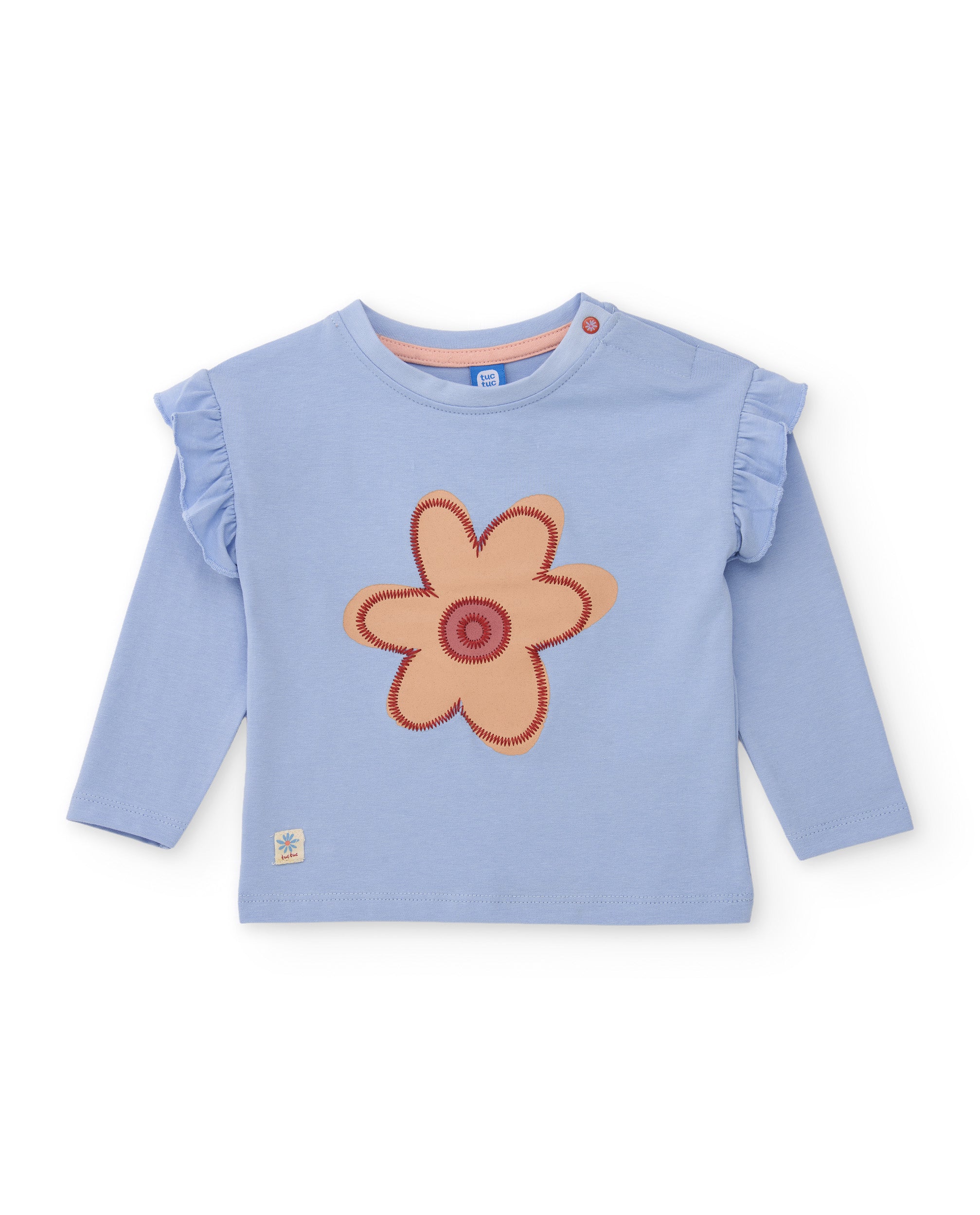 Camiseta de niña de punto con estampado floral central