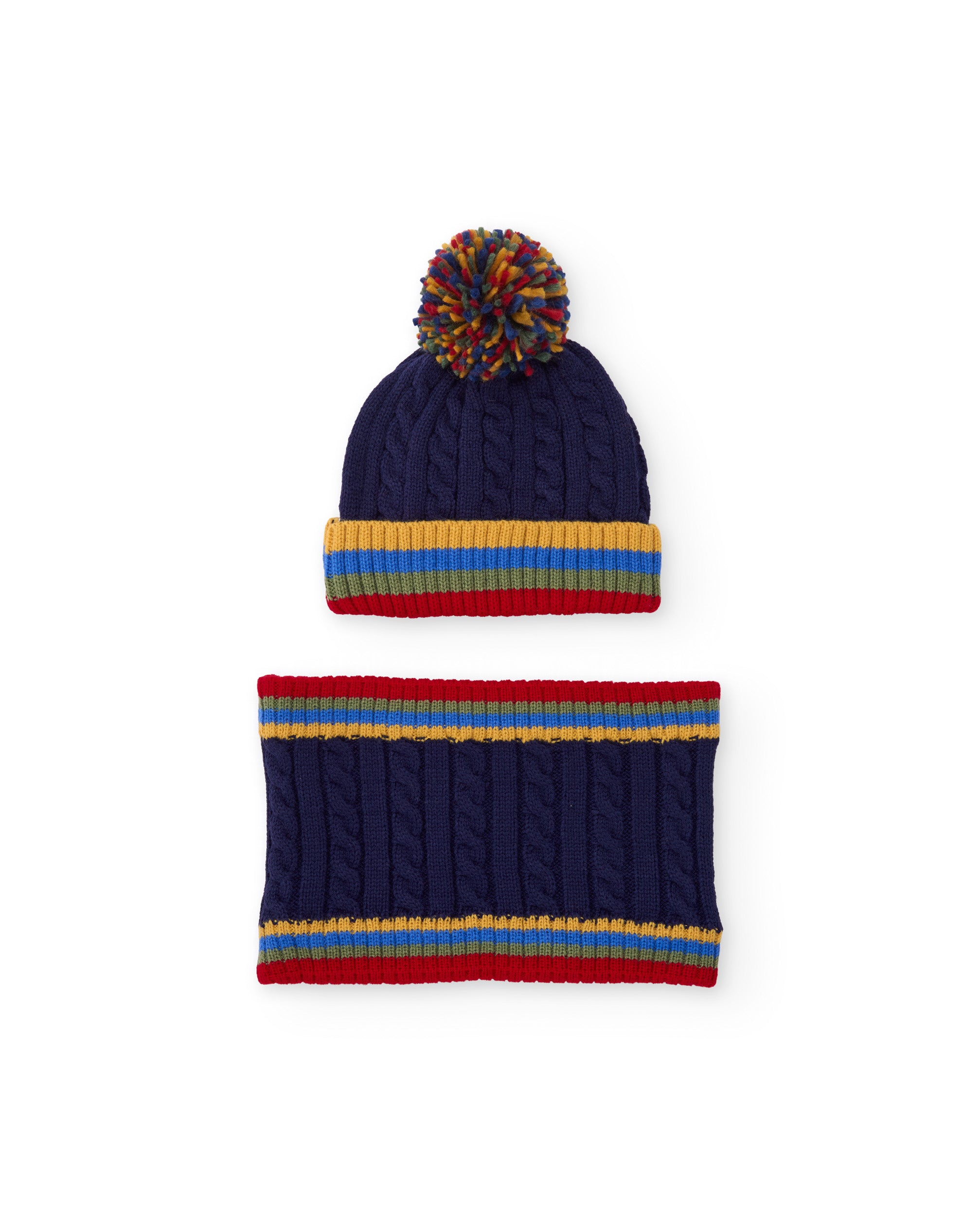 Set de niño de tricot con gorro y braga de cuello con diseño de árbol