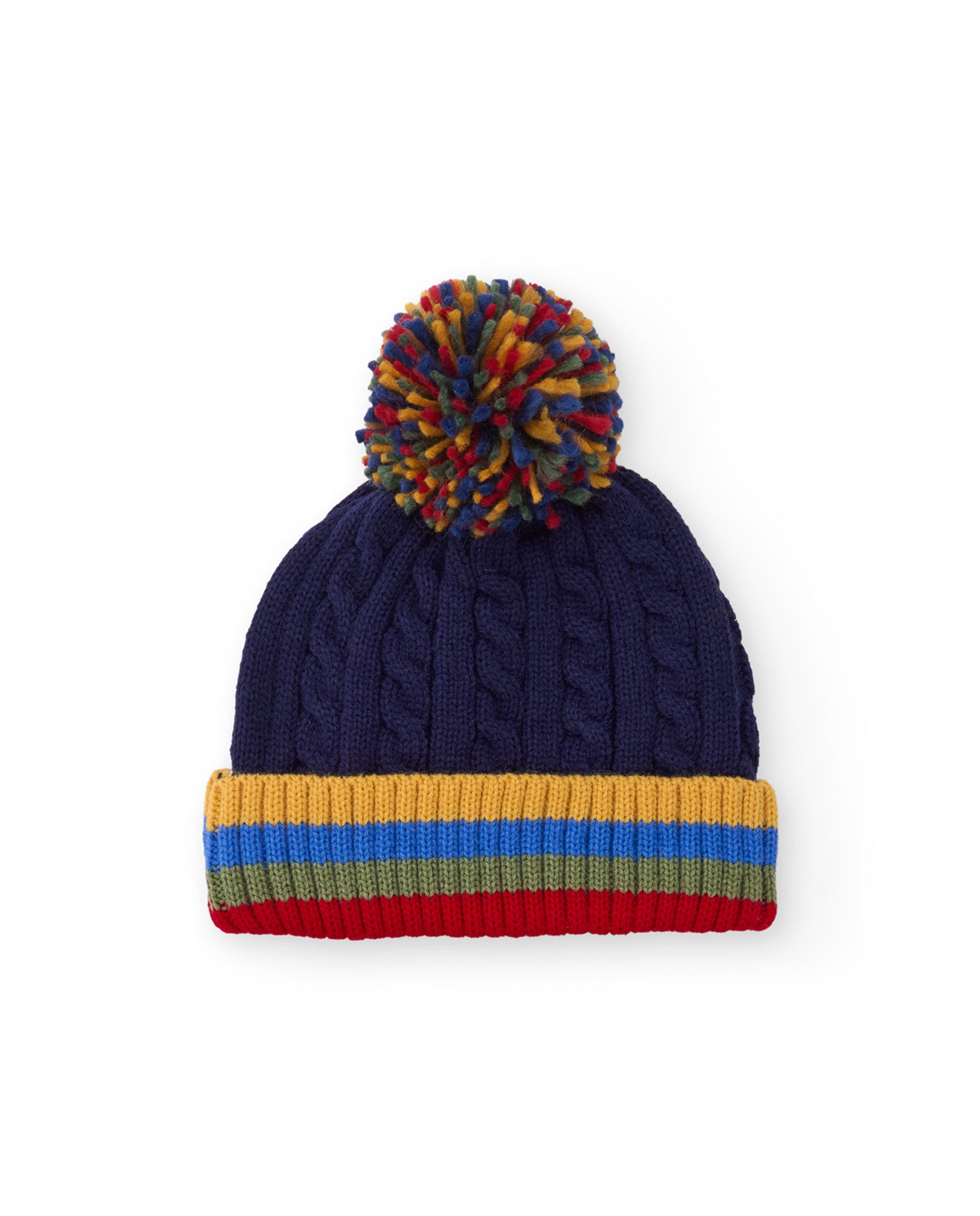 Gorro de niño de tricot con pompón y bordado