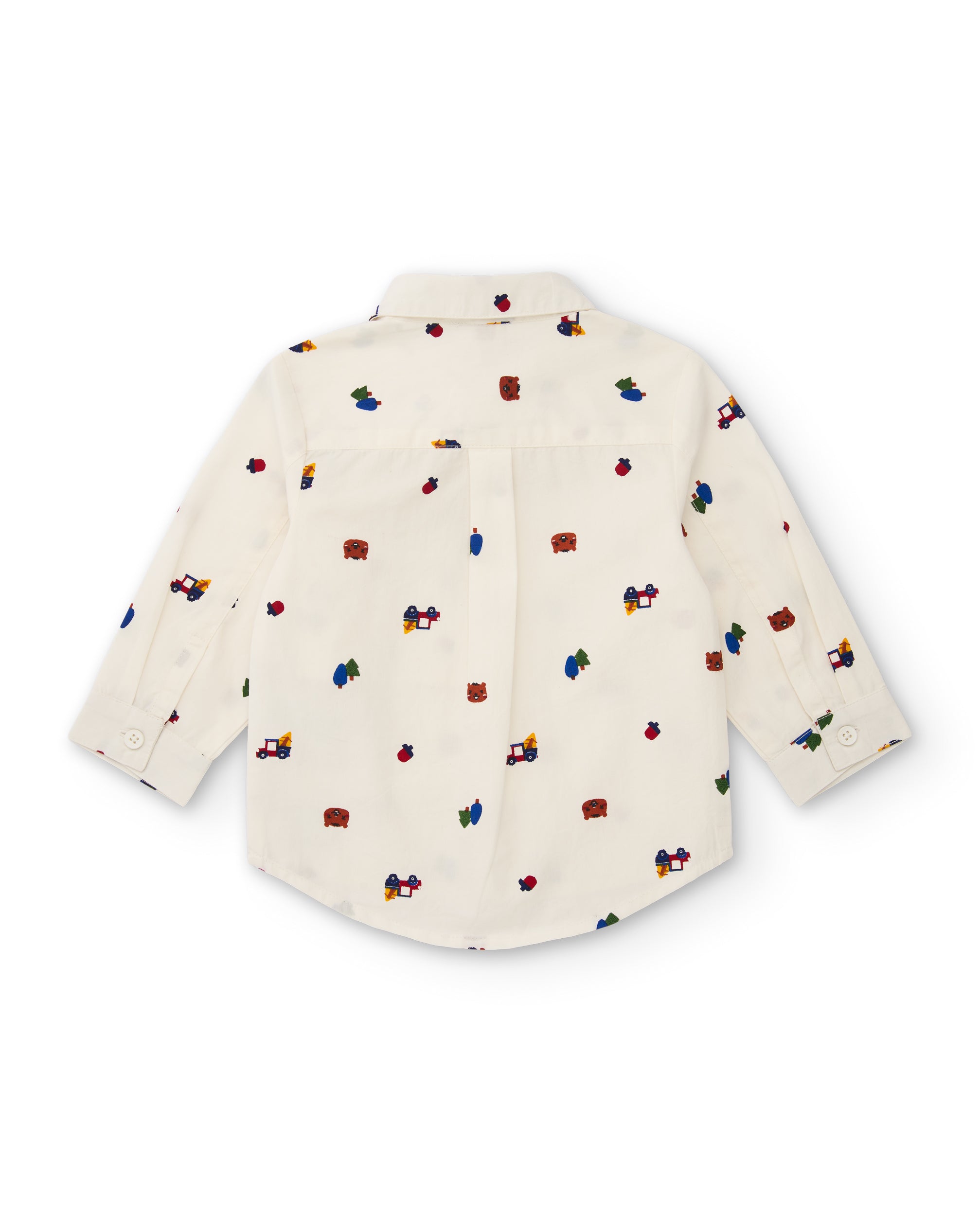 Camisa de niño de tela plana con estampado y botones frontales