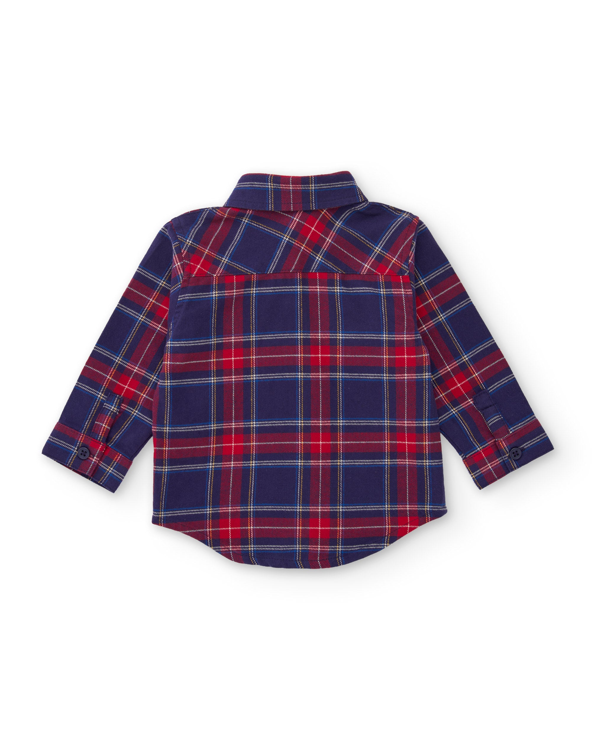 Camisa de niño de tela plana con cuadros y parches decorativos