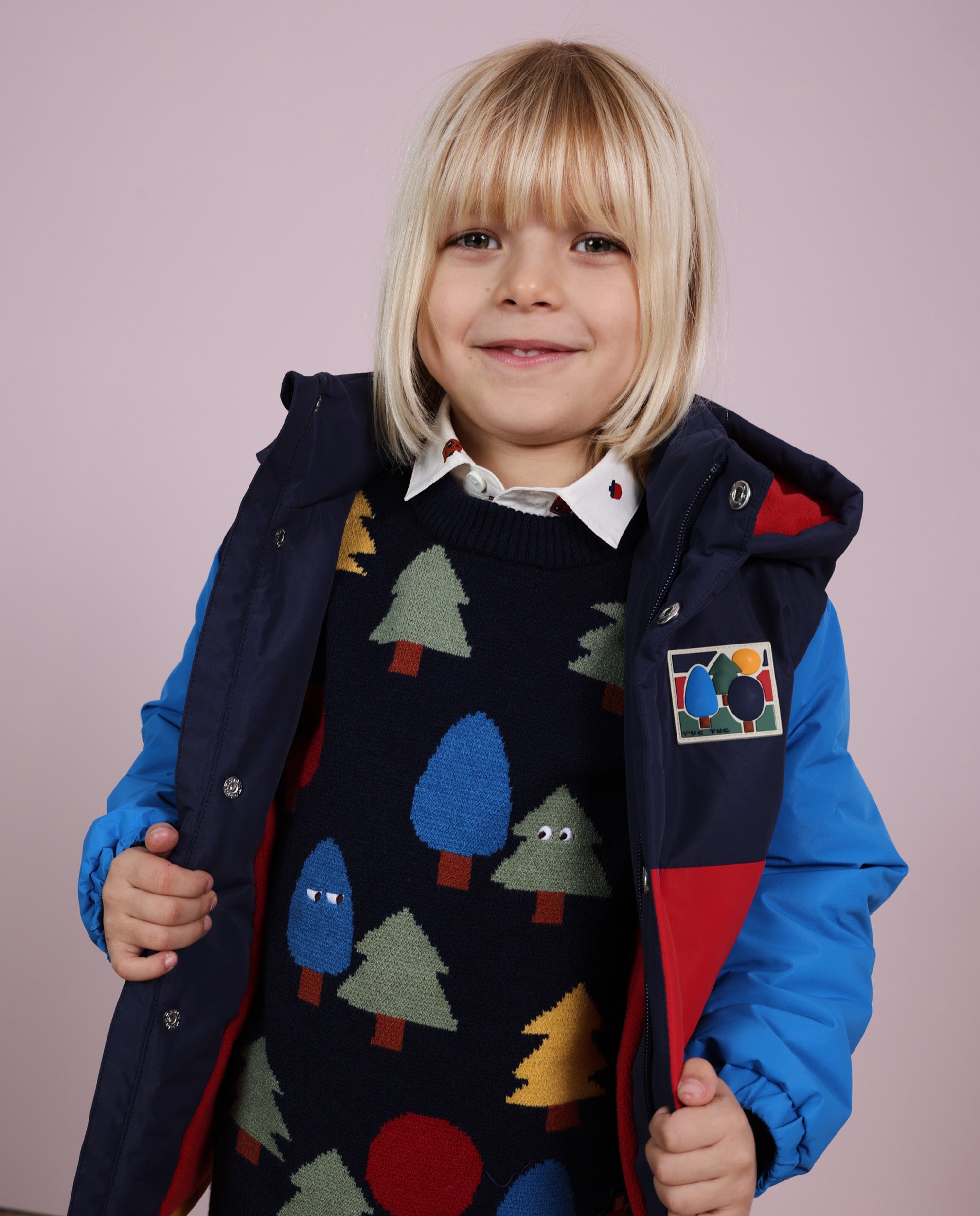 Jersey de niño de tricot con estampado de árboles y tacto suave