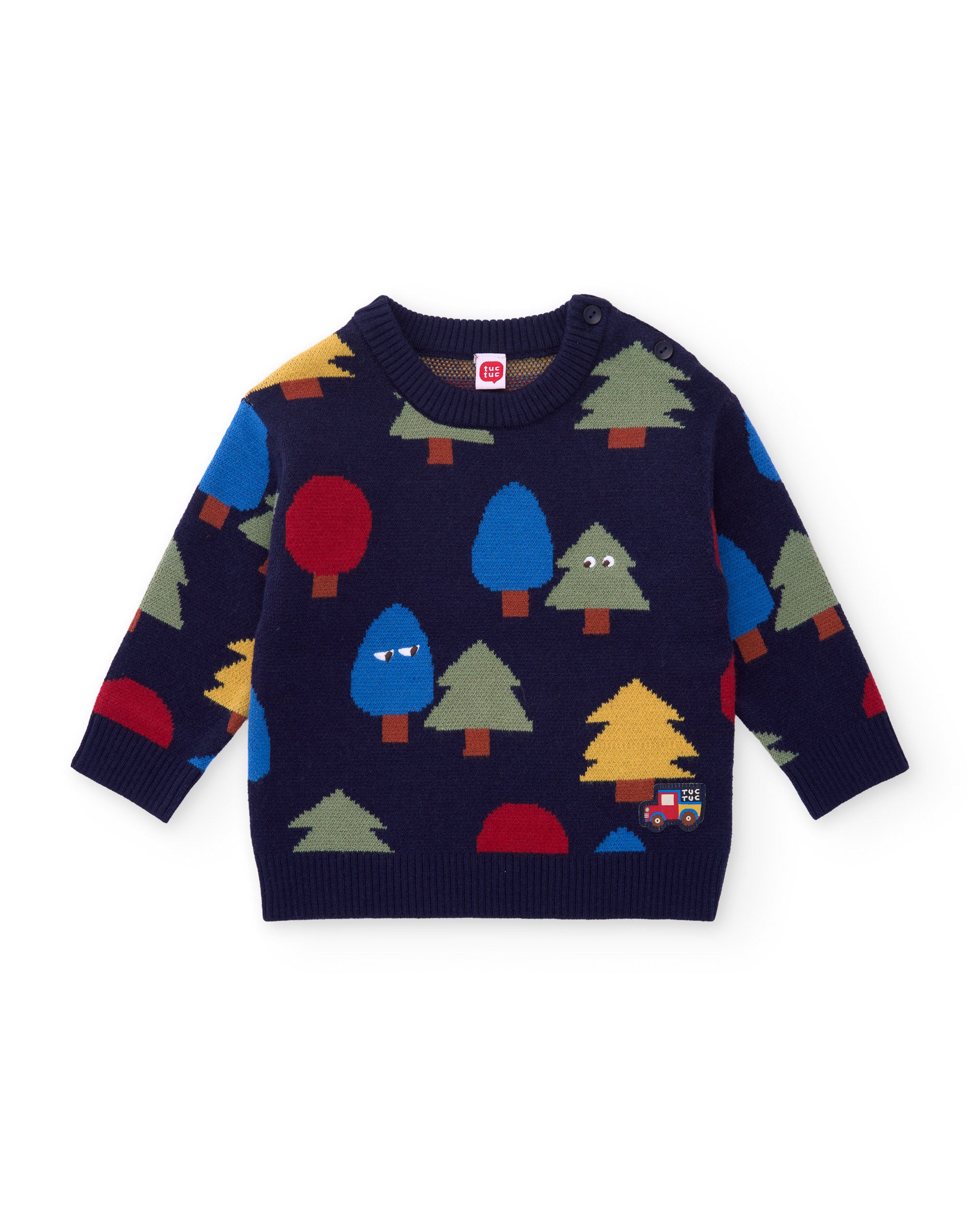 Jersey de niño de tricot con estampado de árboles y tacto suave