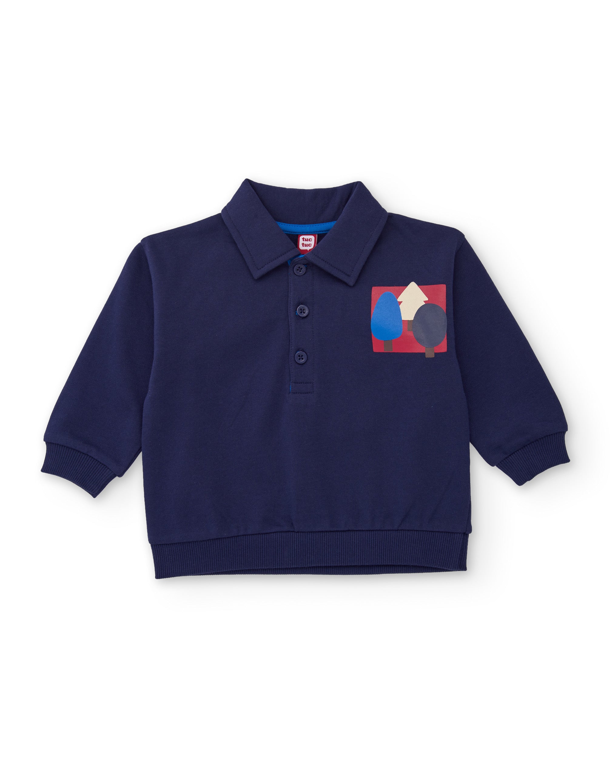 Polo de niño de felpa con estampado en la espalda