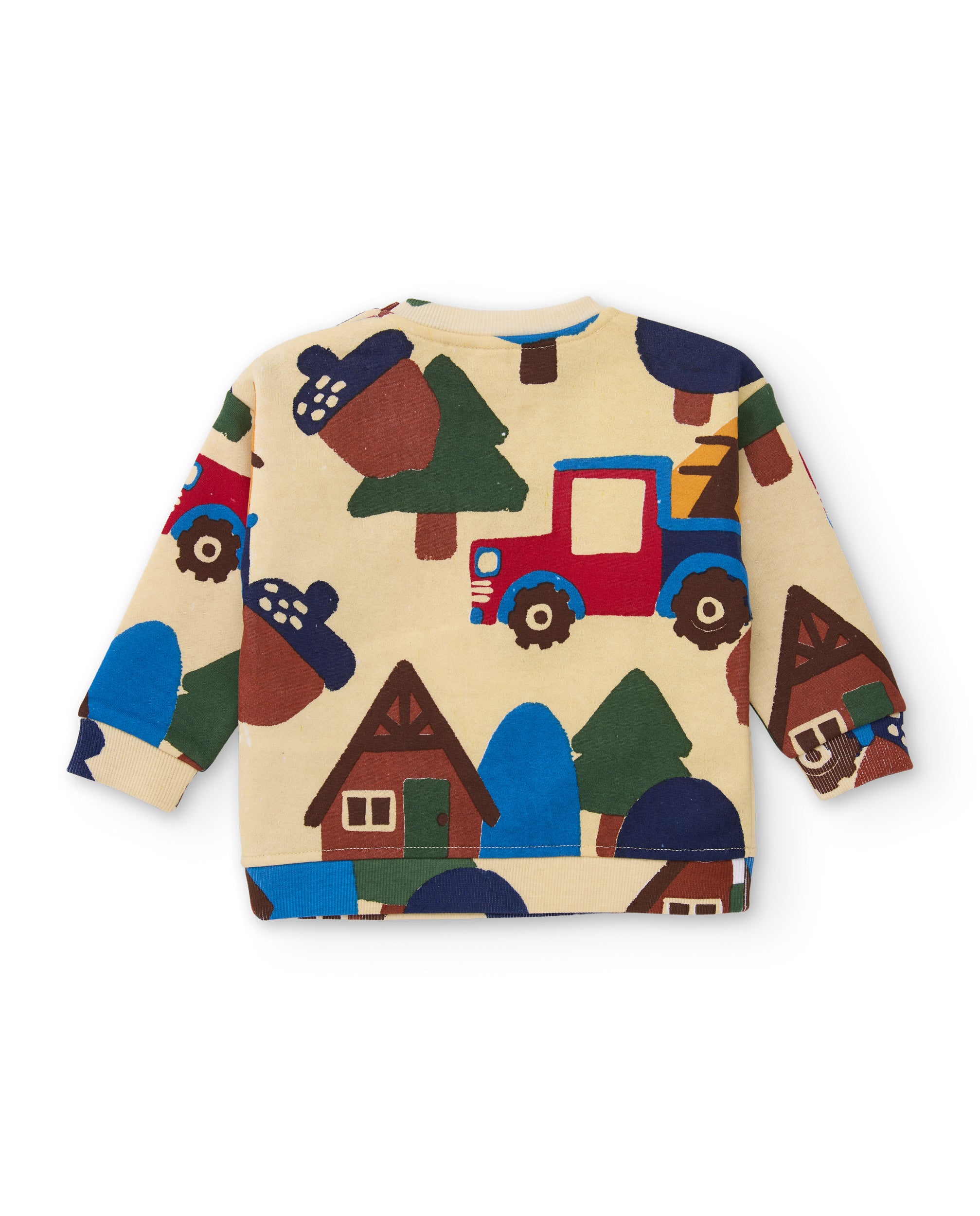 Sudadera de niño de felpa con estampado de coches y árboles