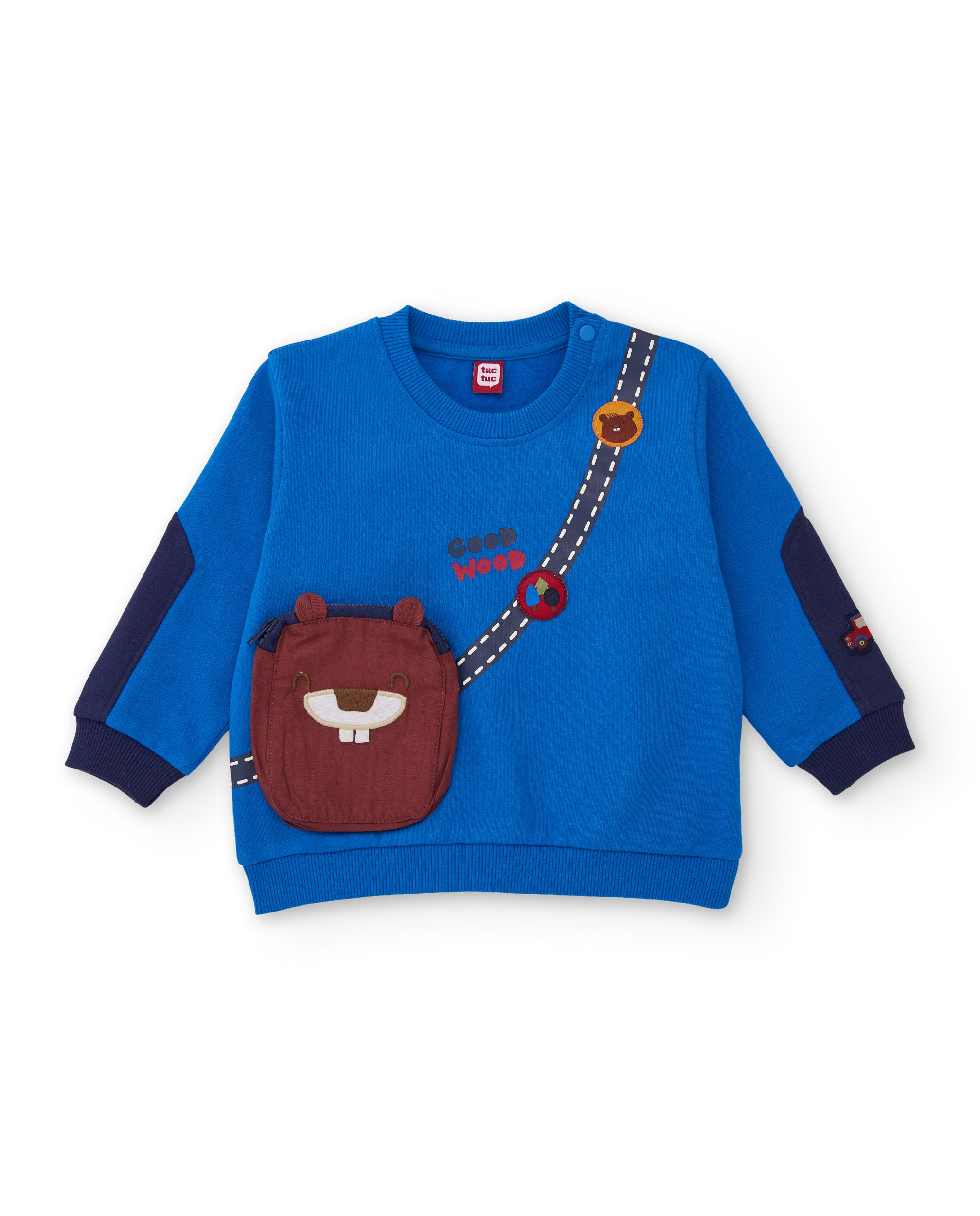 Sudadera de niño de felpa con aplique de bandolera y tacto suave