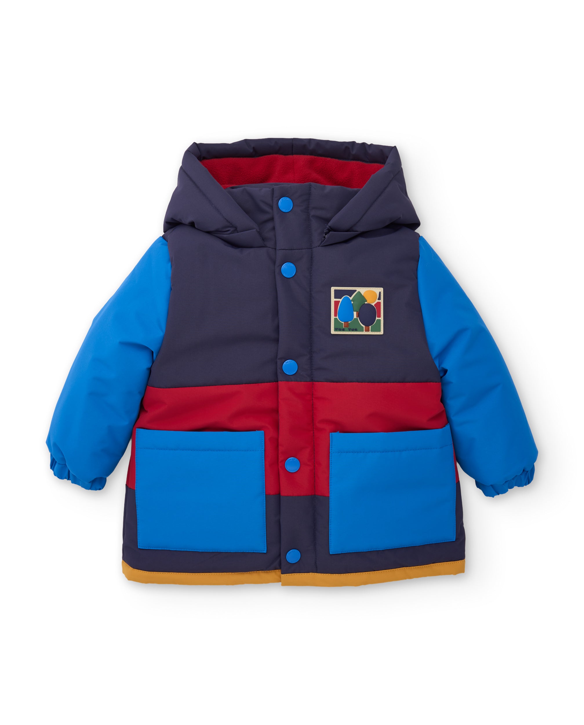 Abrigo de niño acolchado con capucha y tejido impermeable