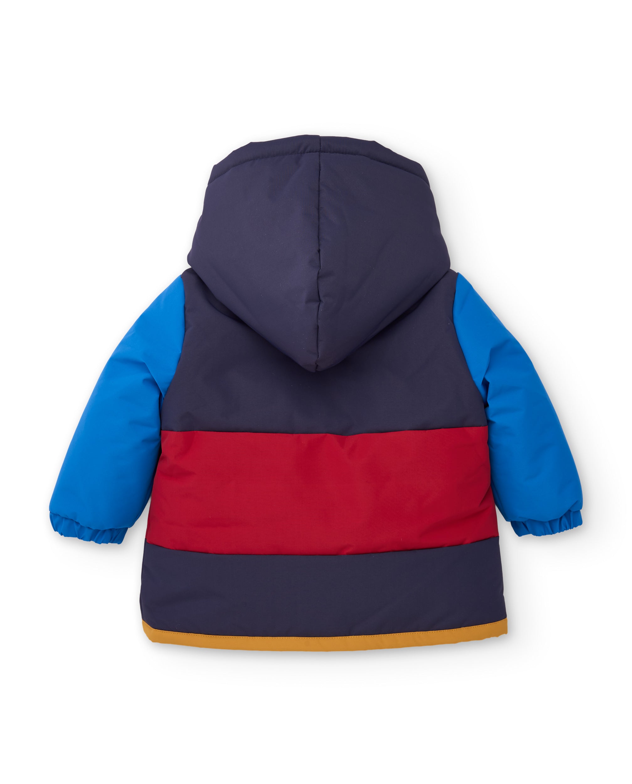 Abrigo de niño acolchado con capucha y tejido impermeable