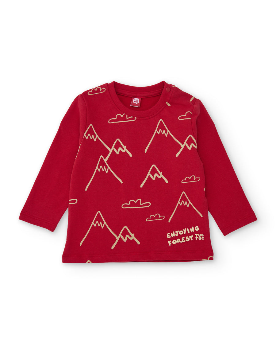Boys’ knitted T-shirt with mountain print