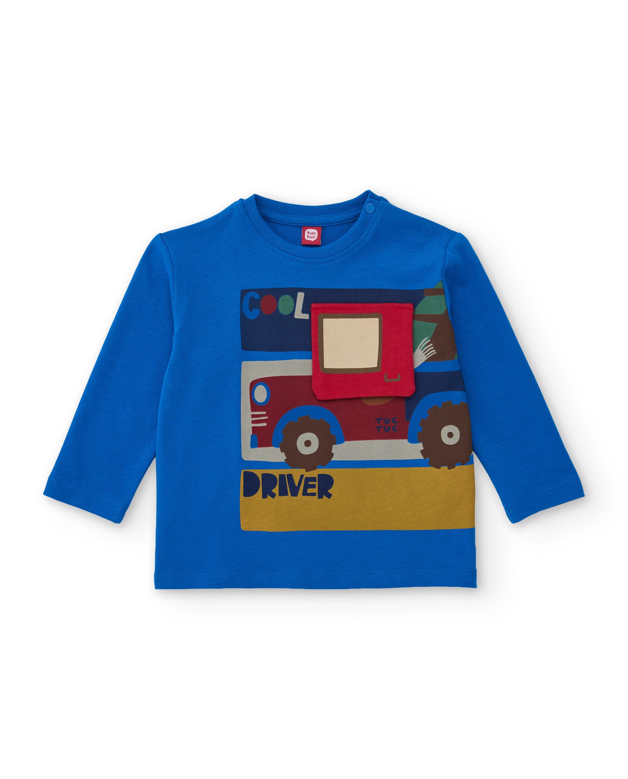 Camiseta de niño de punto con diseño de vehículo y manga larga