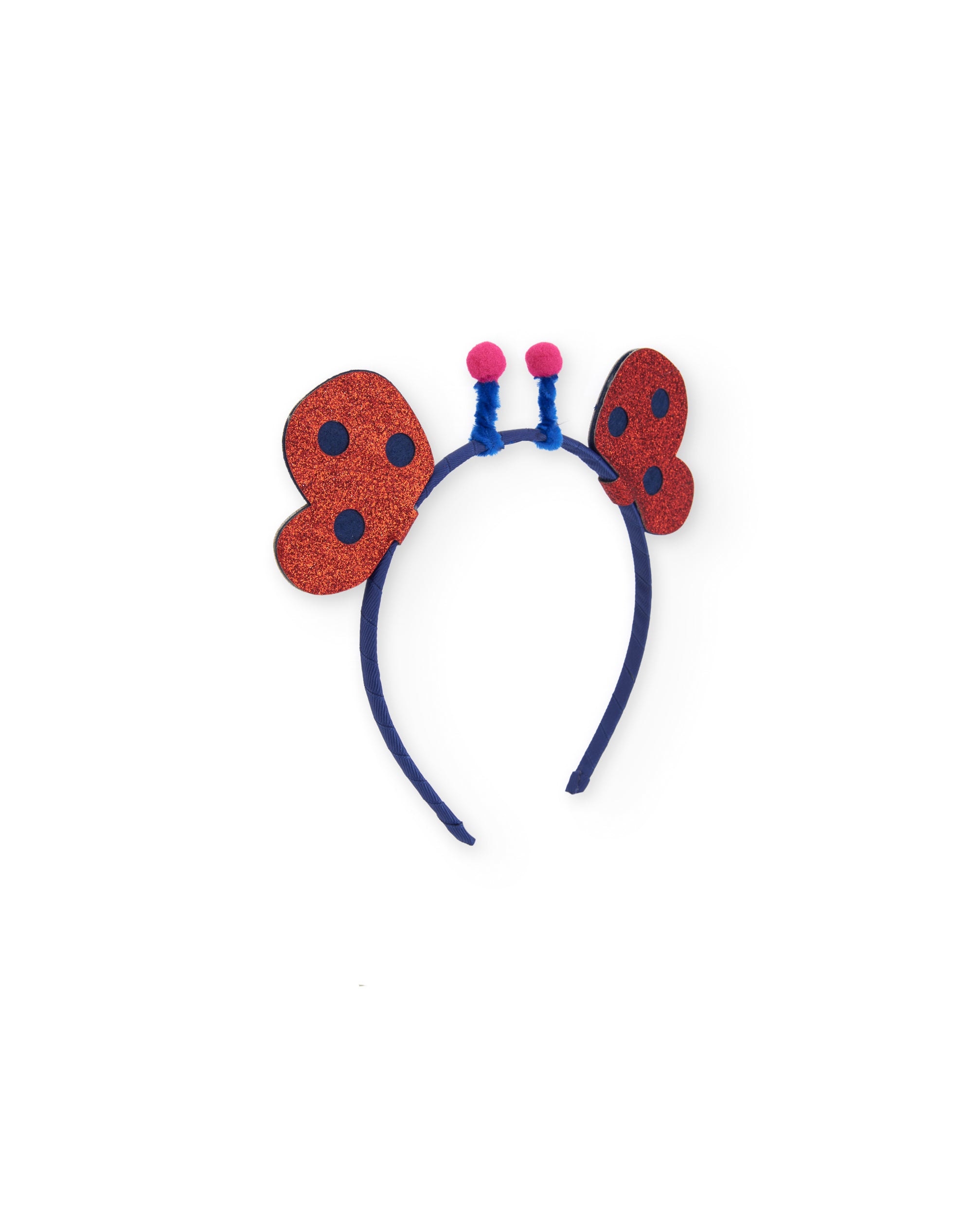 Diadema de niña con antenas y diseño de mariquita