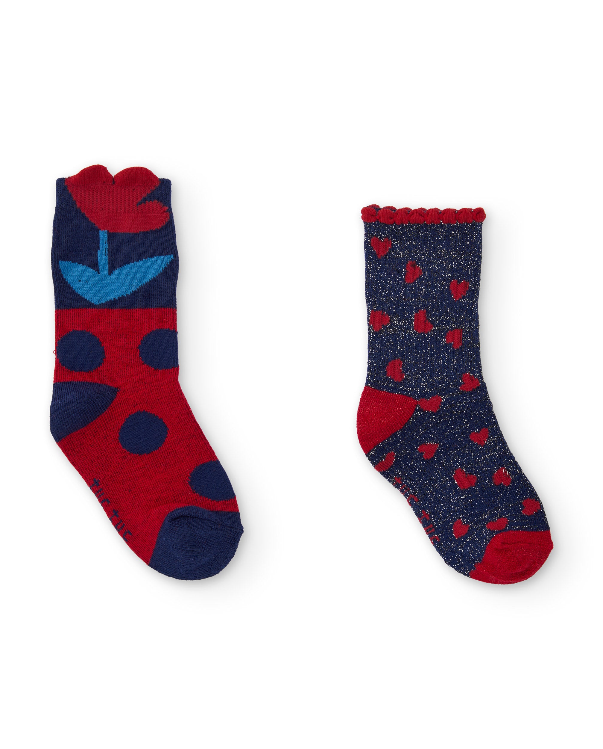 Set de calcetines de niña con estampado de corazones y flores
