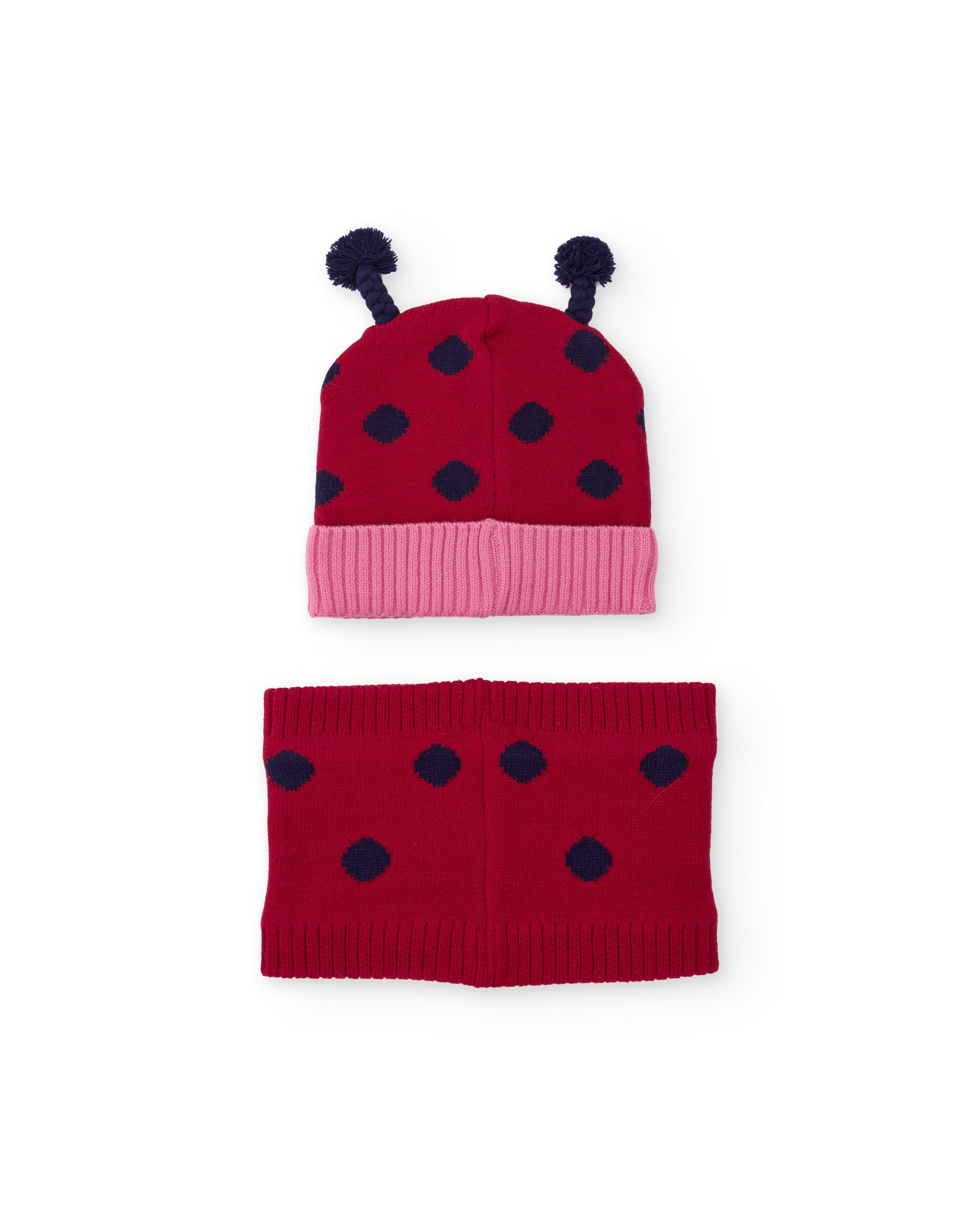 Set de niña de tricot con gorro y braga de cuello de diseño divertido