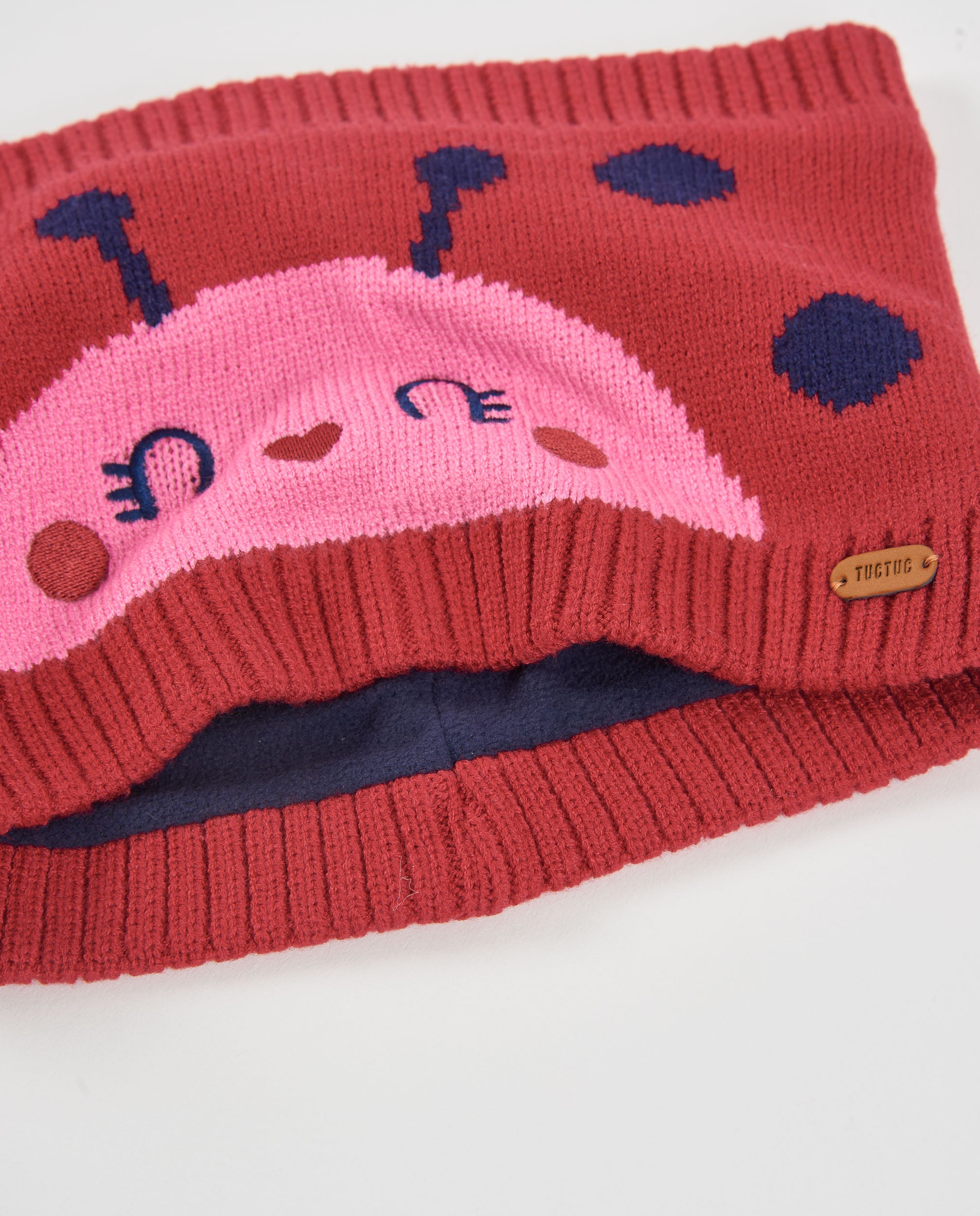 Set de niña de tricot con gorro y braga de cuello de diseño divertido