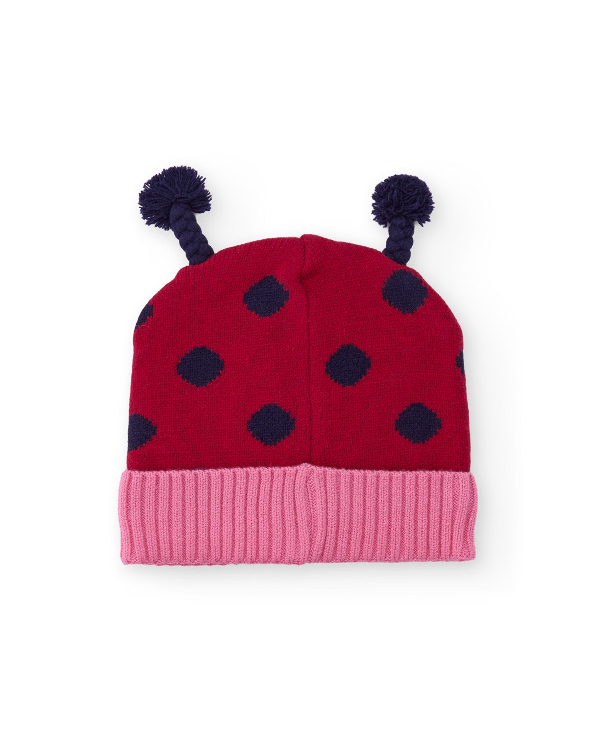 Gorro de niña de tricot con estampado de lunares y antenas