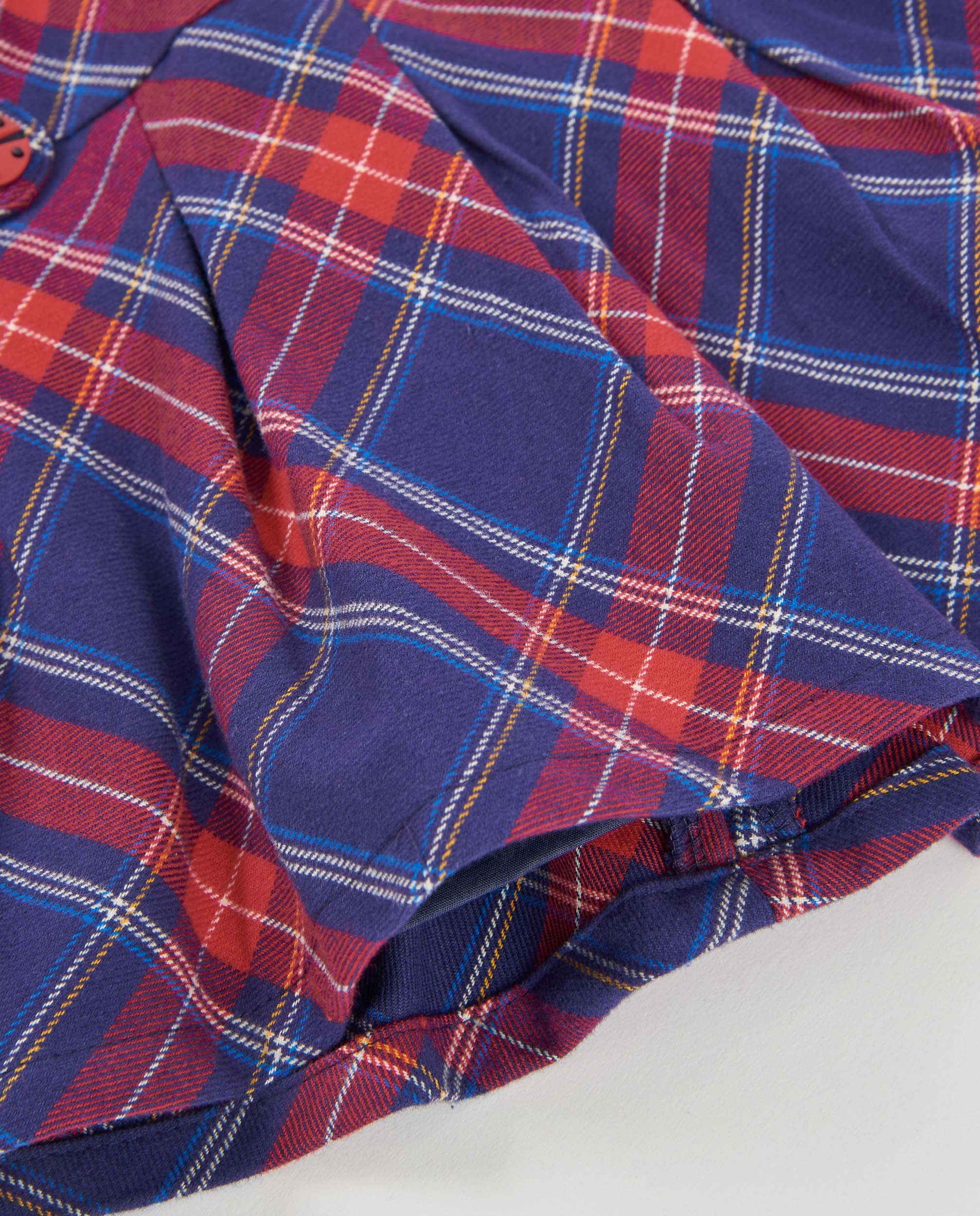 Vestido de niña de tela plana con diseño de cuadros y manga larga