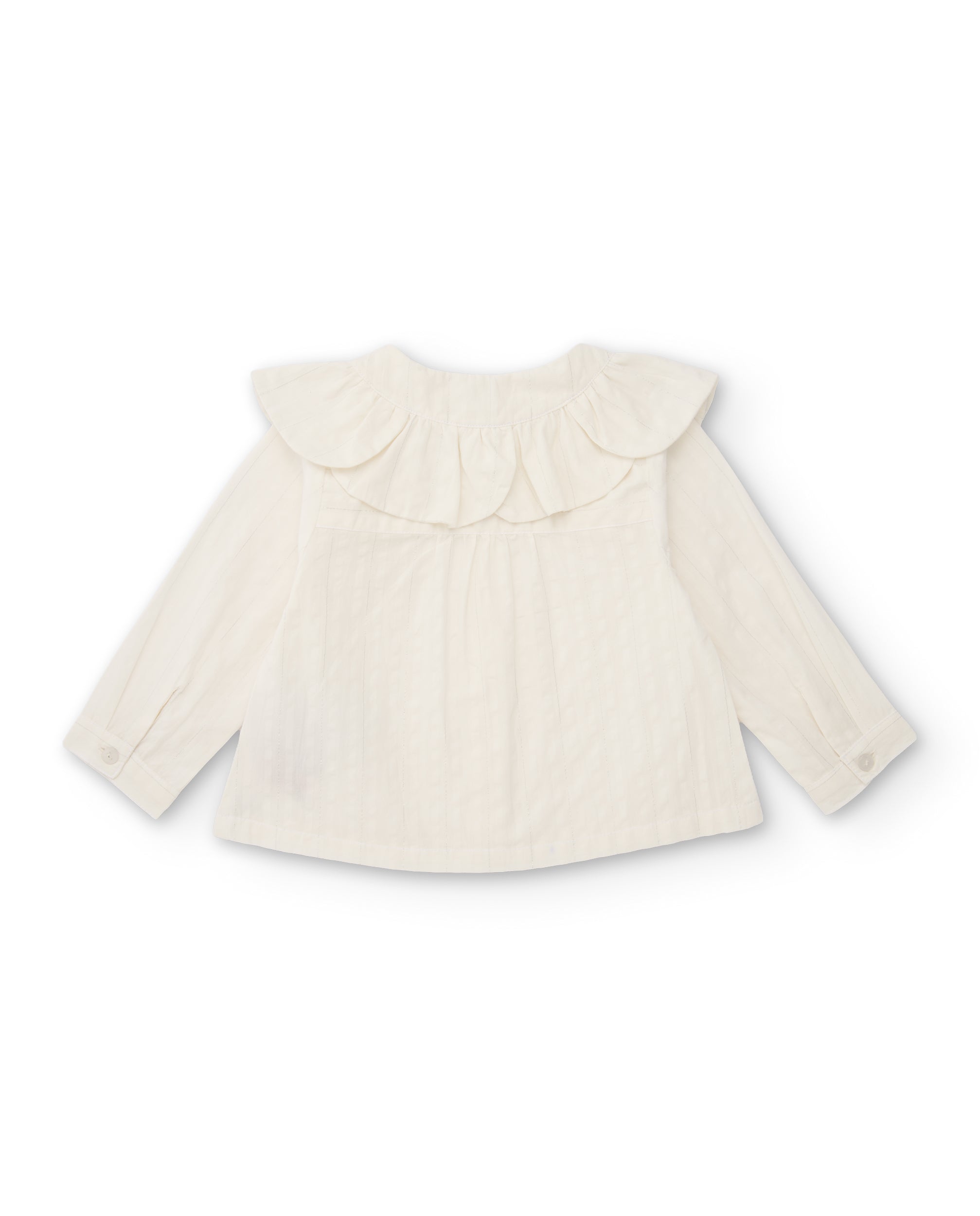 Blusa de niña de tela plana con cuello Peter Pan y botones