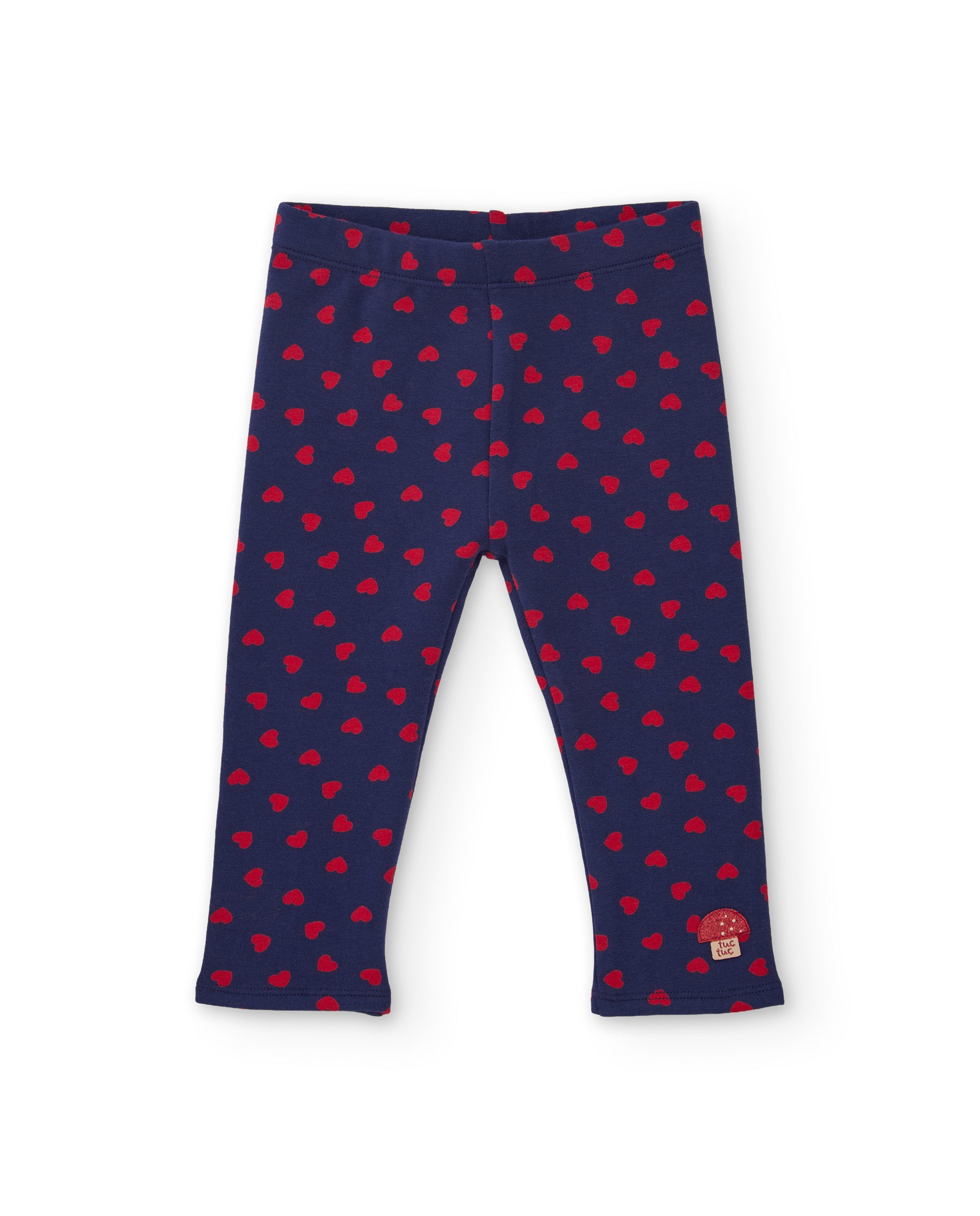Legging de niña de felpa con estampado de corazones y tejido elástico