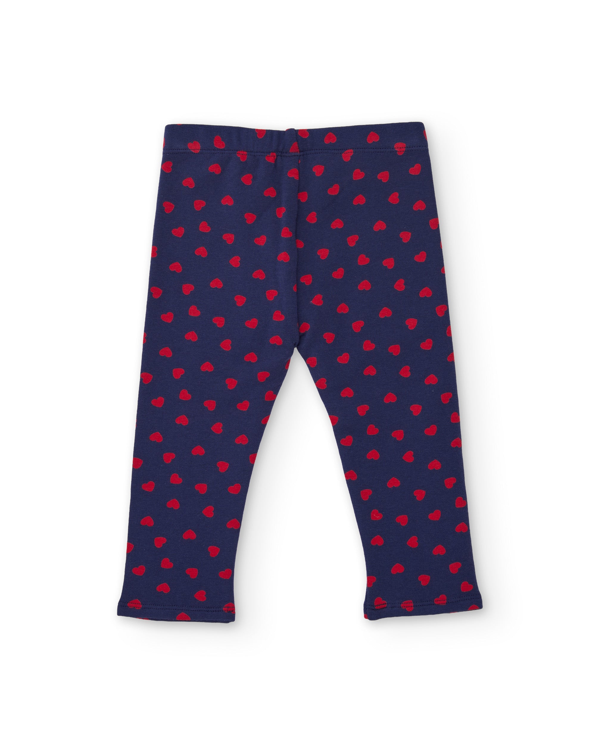 Legging de niña de felpa con estampado de corazones y tejido elástico