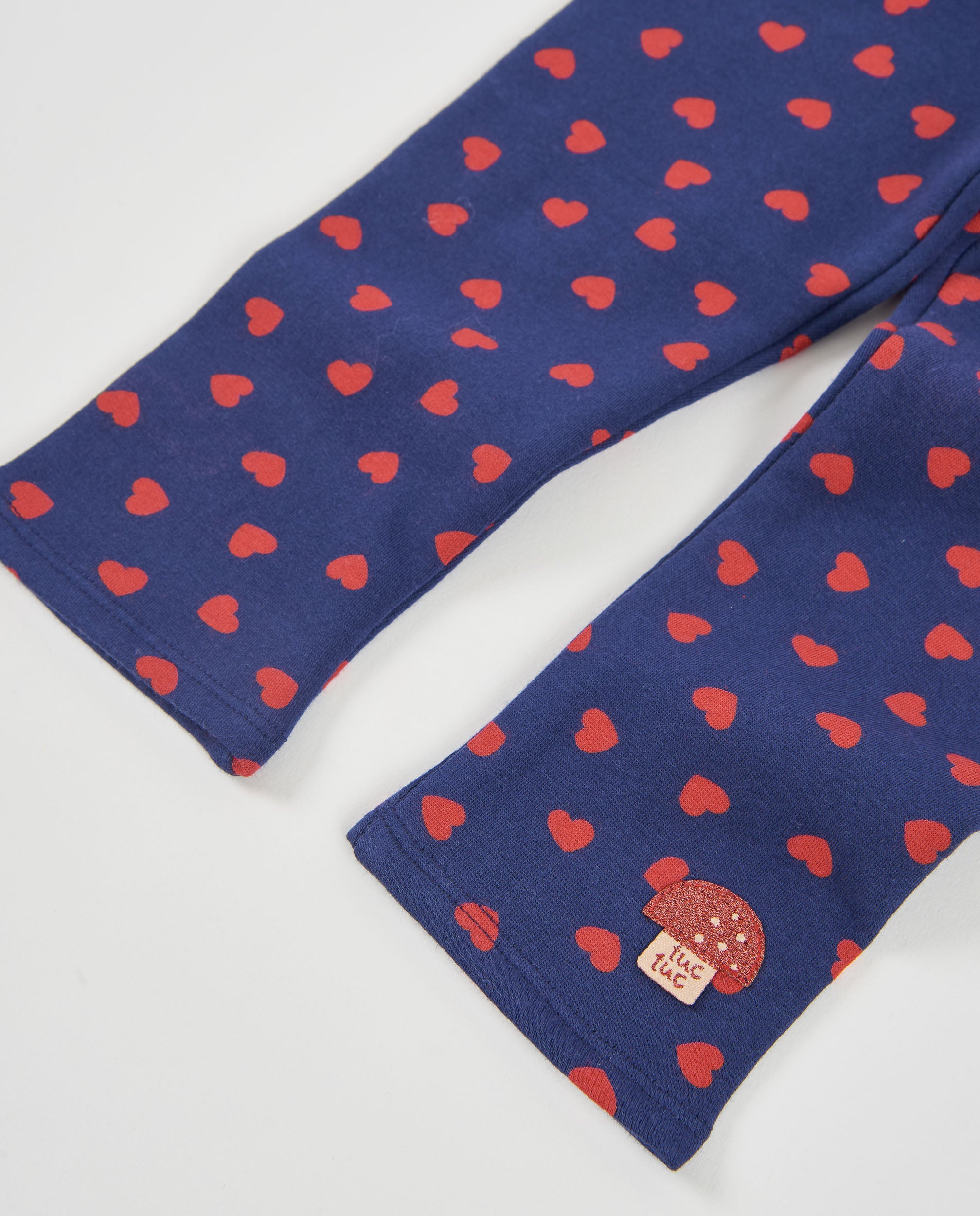 Legging de niña de felpa con estampado de corazones y tejido elástico
