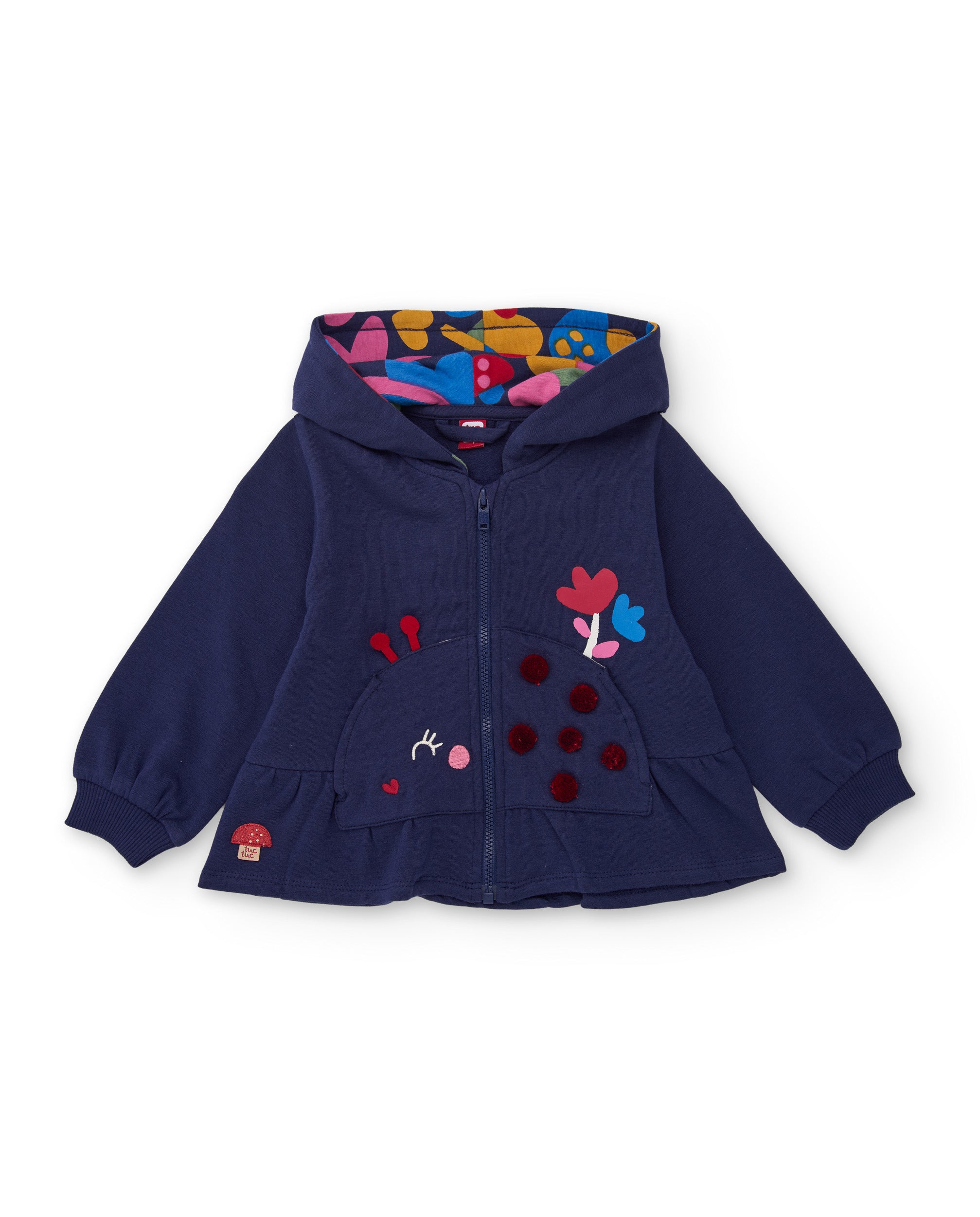 Conjunto de niña de felpa con sudadera de capucha bordada y legging