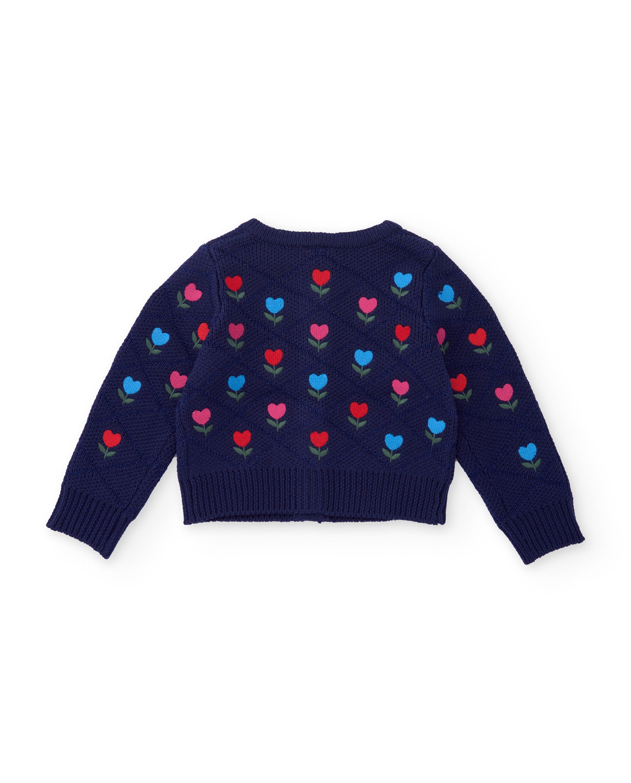 Chaqueta de niña de tricot con estampado floral y botones