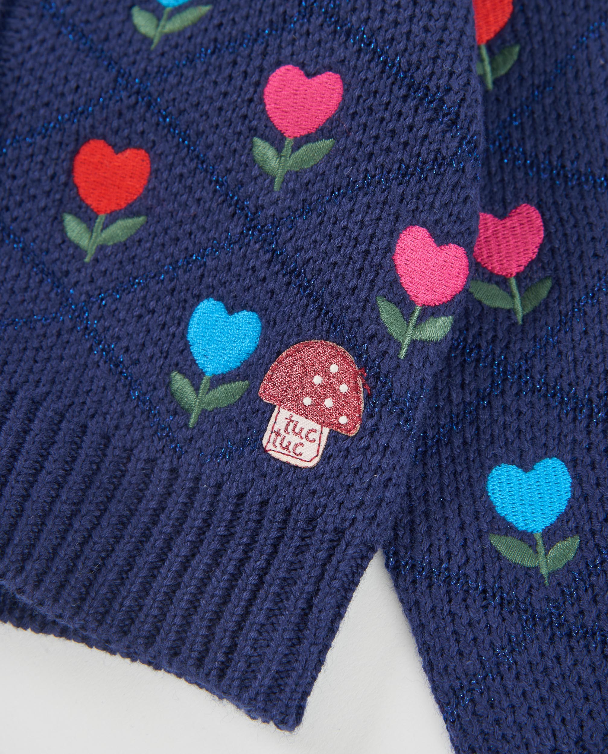 Chaqueta de niña de tricot con estampado floral y botones