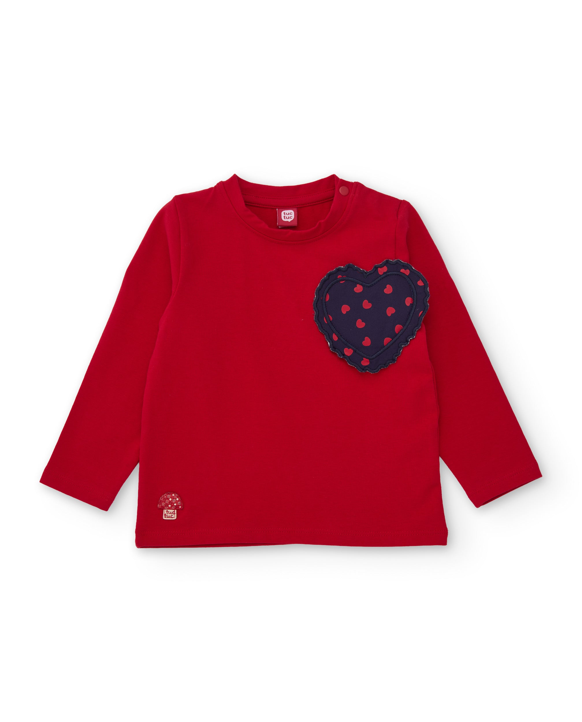 Camiseta de niña de punto con parche de corazón y manga larga