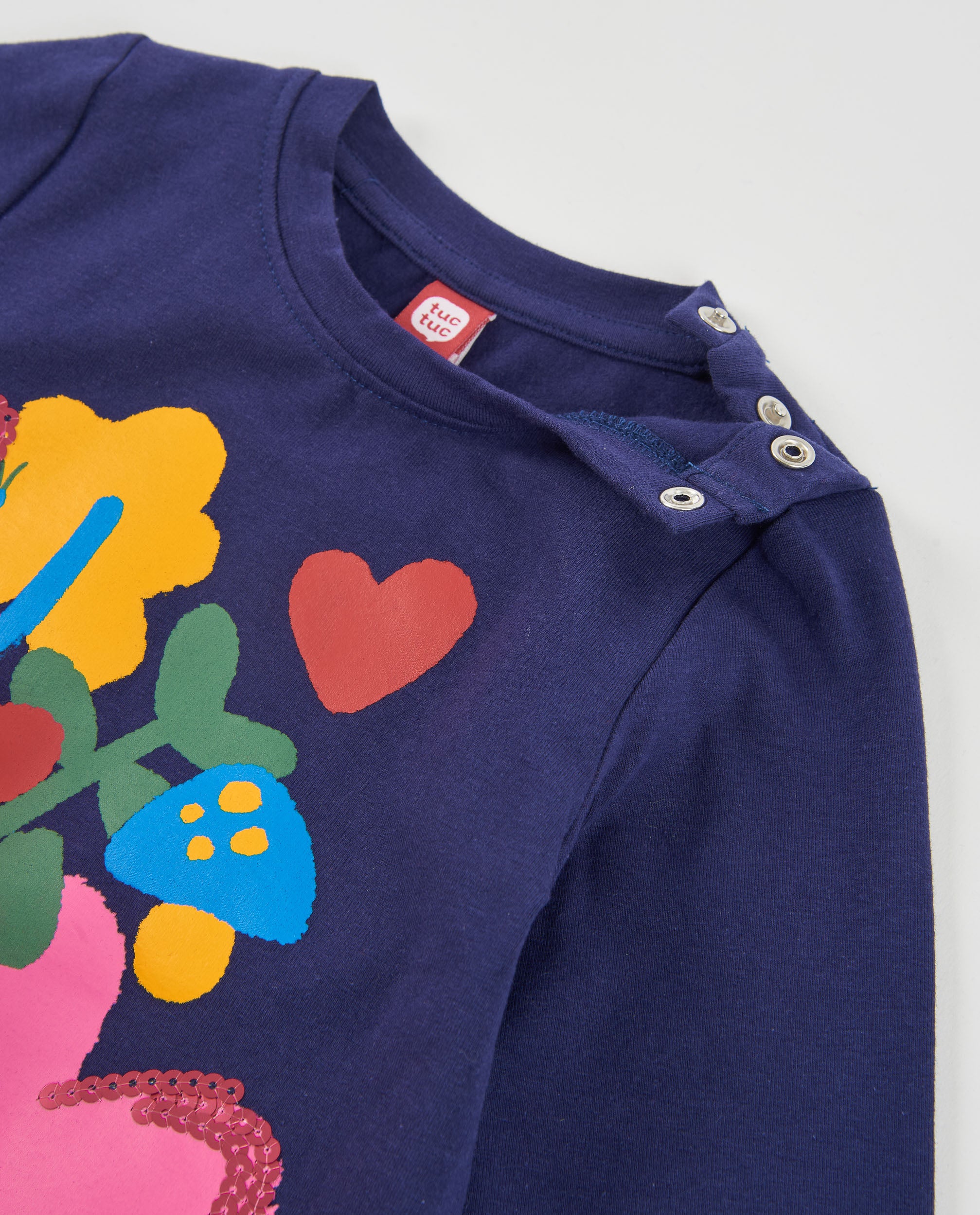 Camiseta de niña de punto con manga larga y estampado de flores