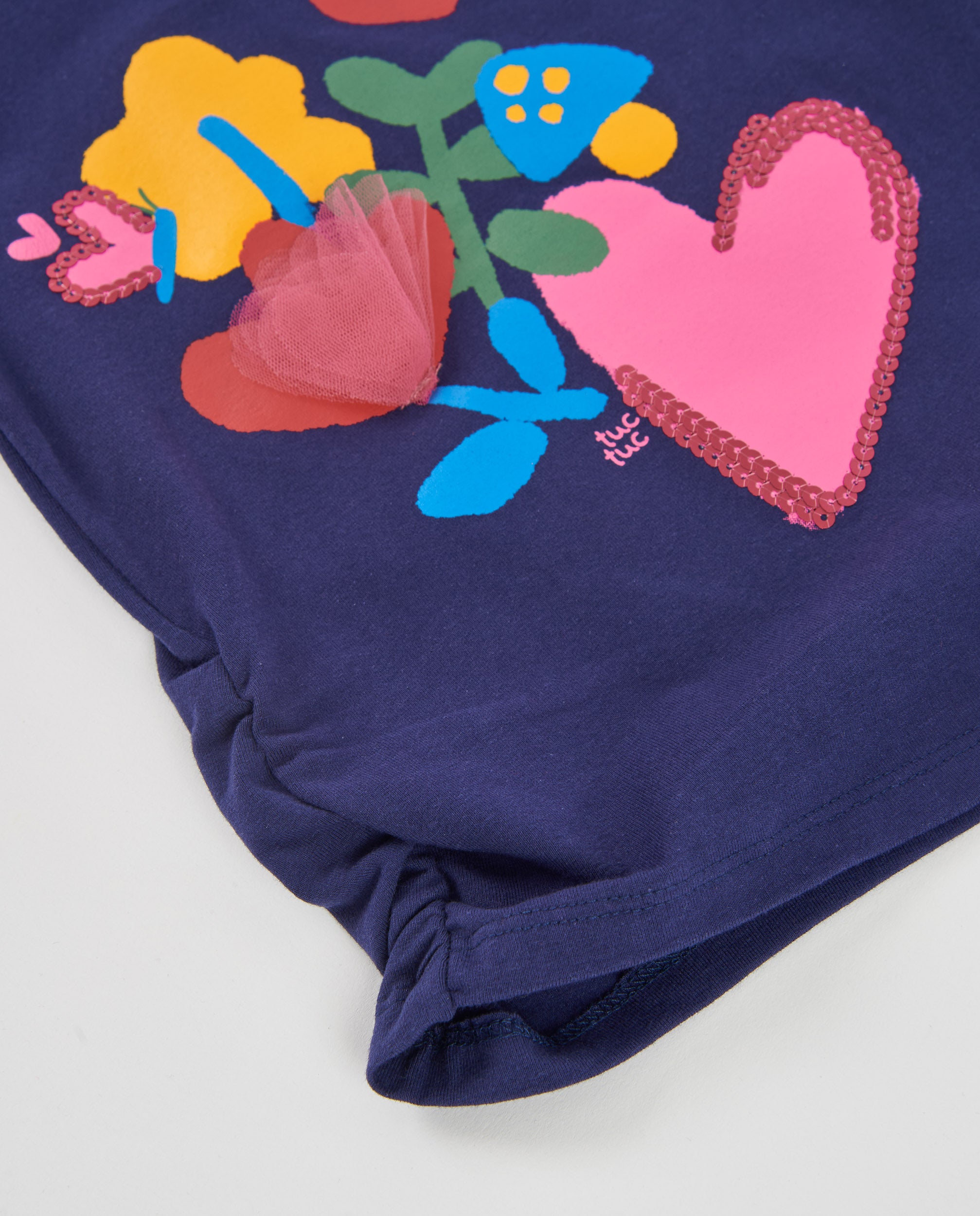 Camiseta de niña de punto con manga larga y estampado de flores
