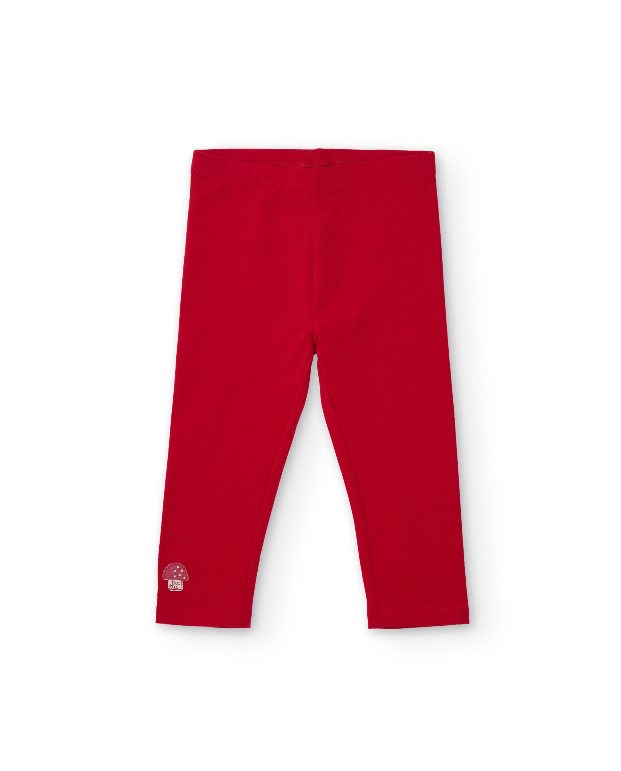 Legging de niña de punto con aplique de seta y tejido elástico