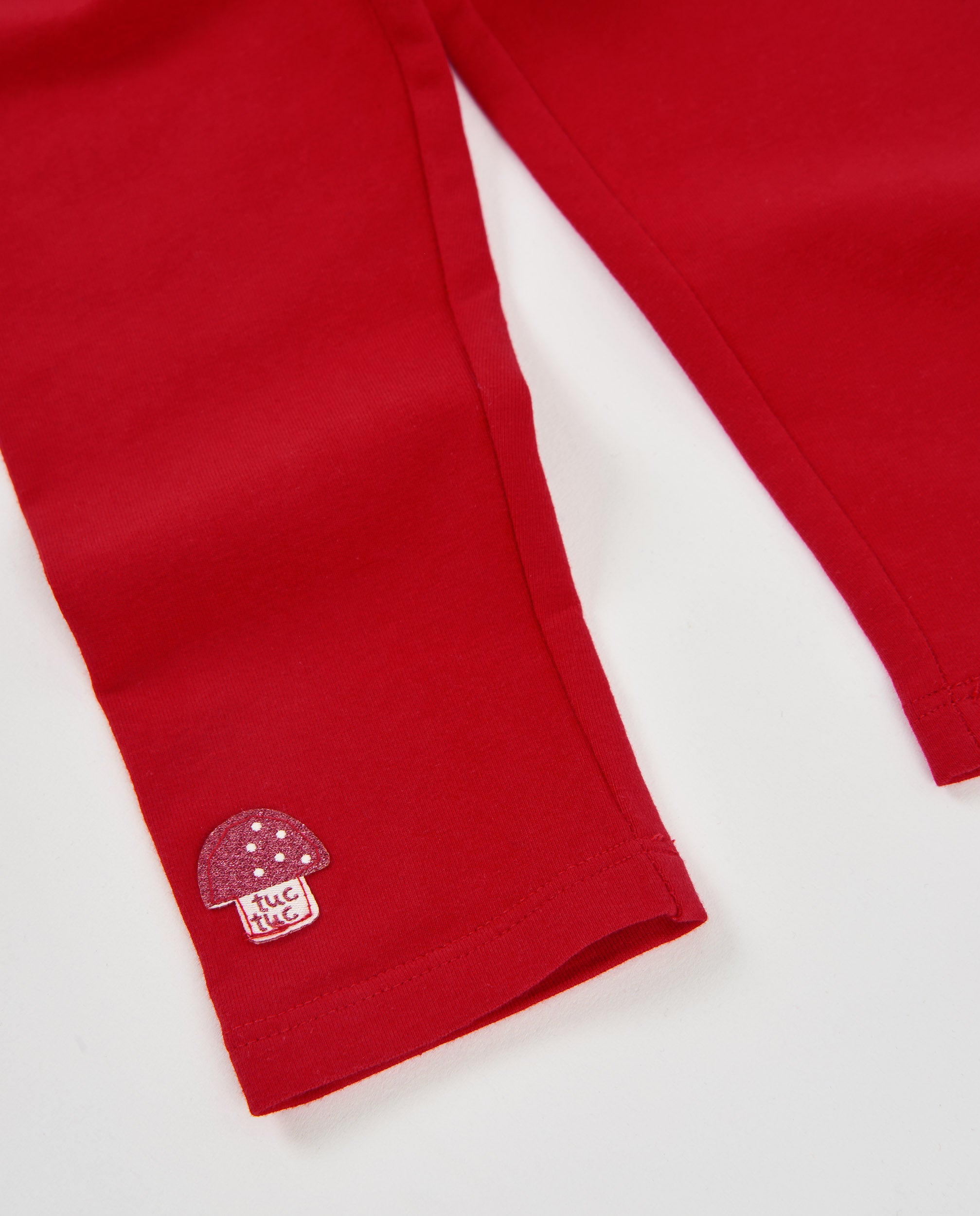 Legging de niña de punto con aplique de seta y tejido elástico