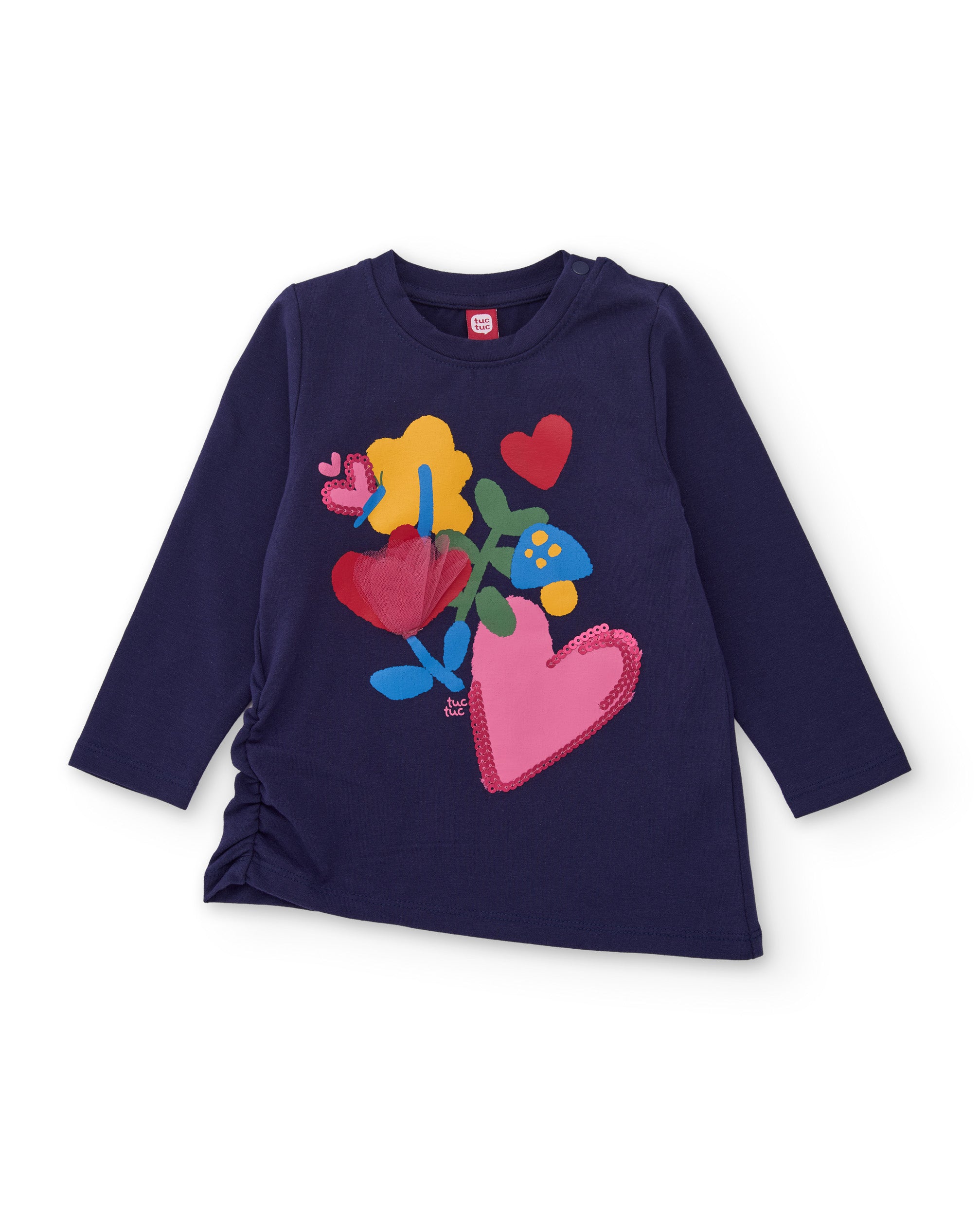 Conjunto de niña de punto con camiseta de estampado floral y leggings a juego