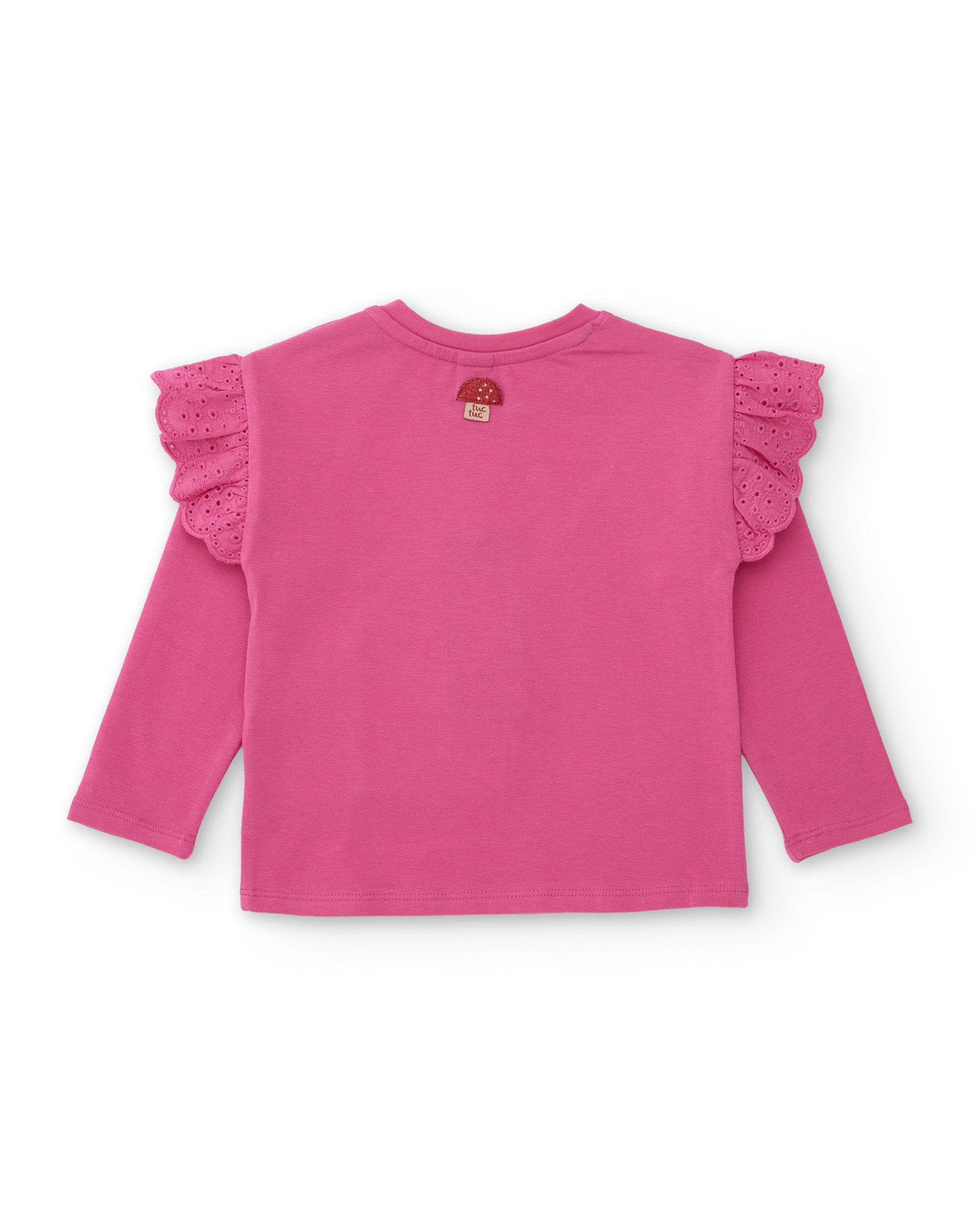 Camiseta de niña de punto con volantes y diseño divertido