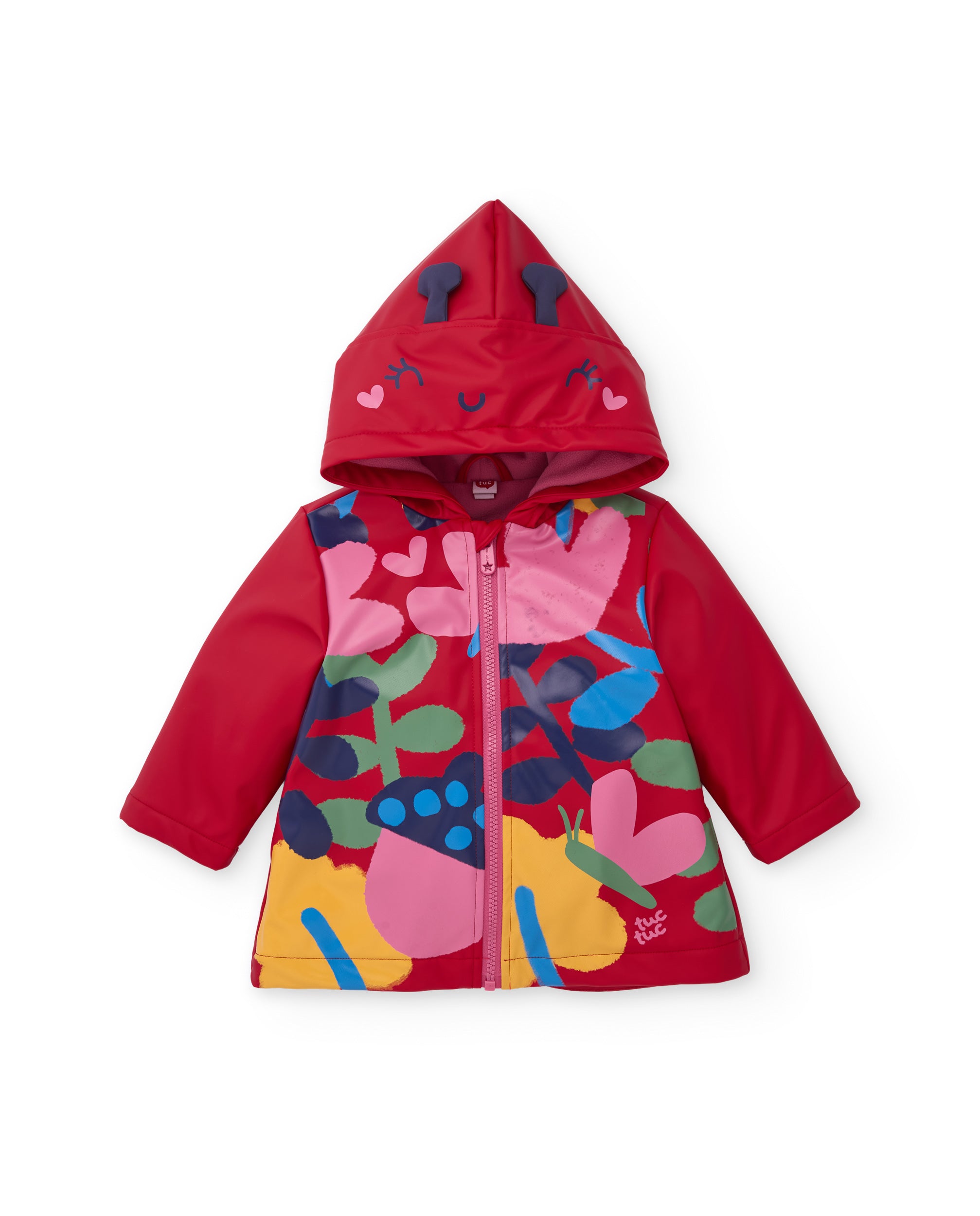 Chubasquero de niña con capucha y diseño de mariquita