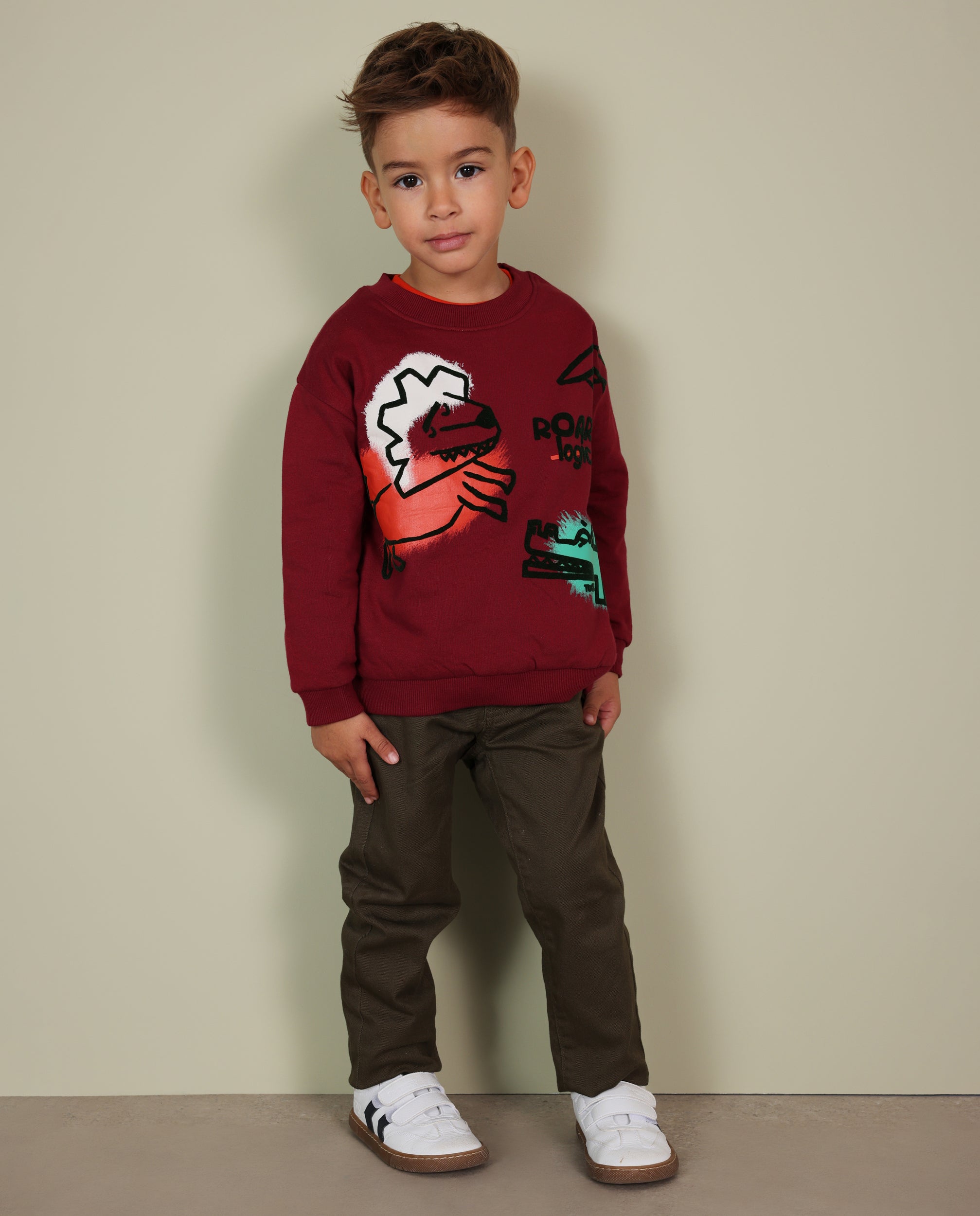 Pantalón de niño de sarga con cinco bolsillos y cintura ajustable