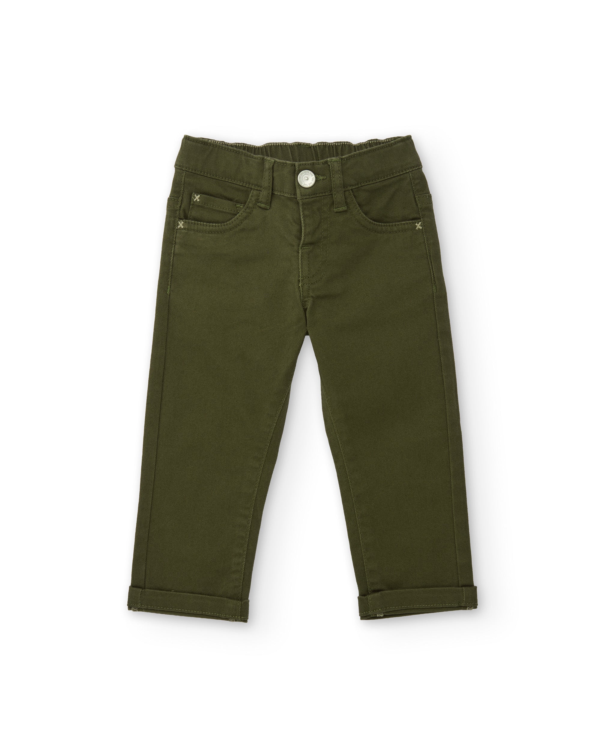 Pantalón de niño de sarga con cinco bolsillos y cintura ajustable