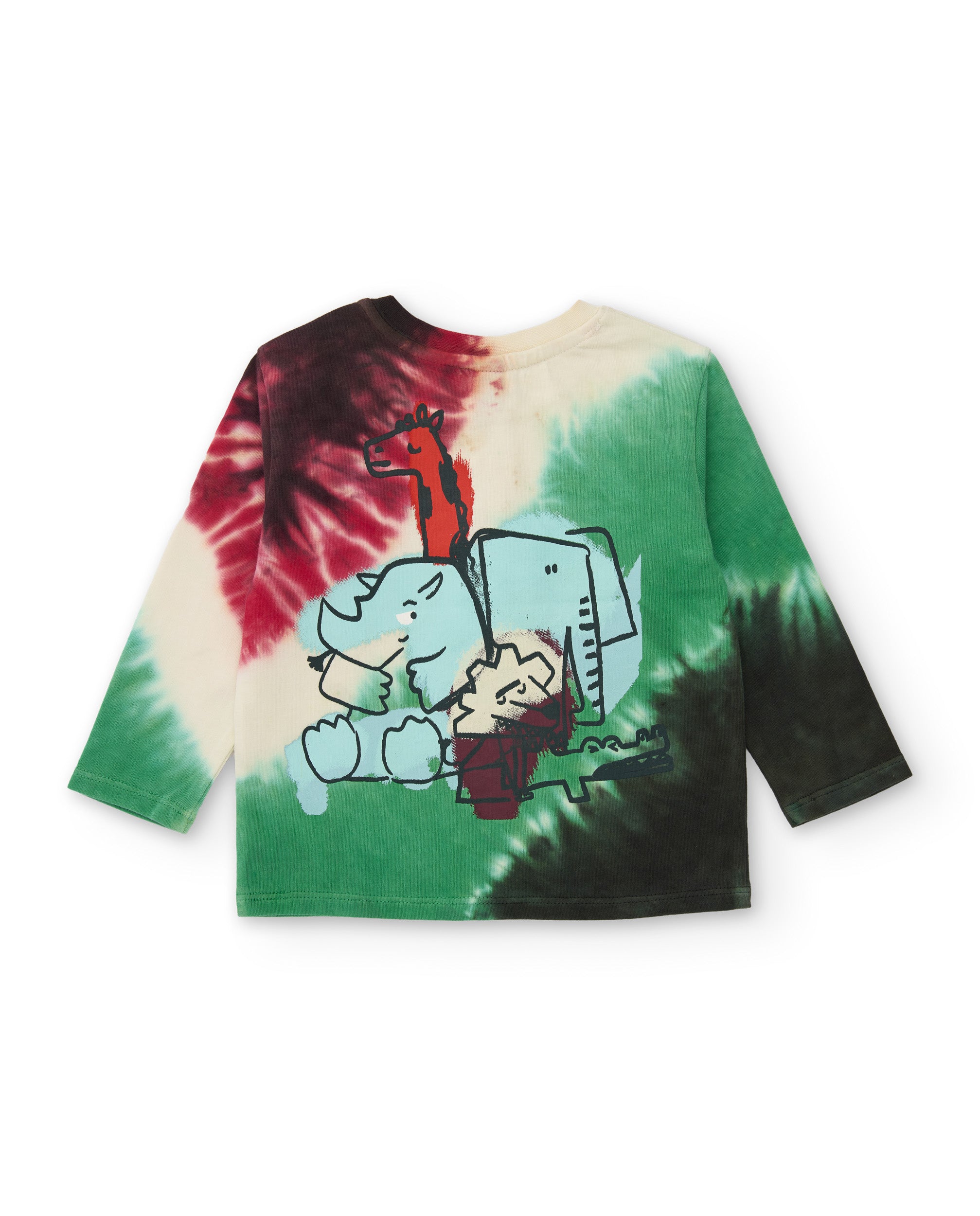 Camiseta de niño de punto con manga larga y estampado tie dye