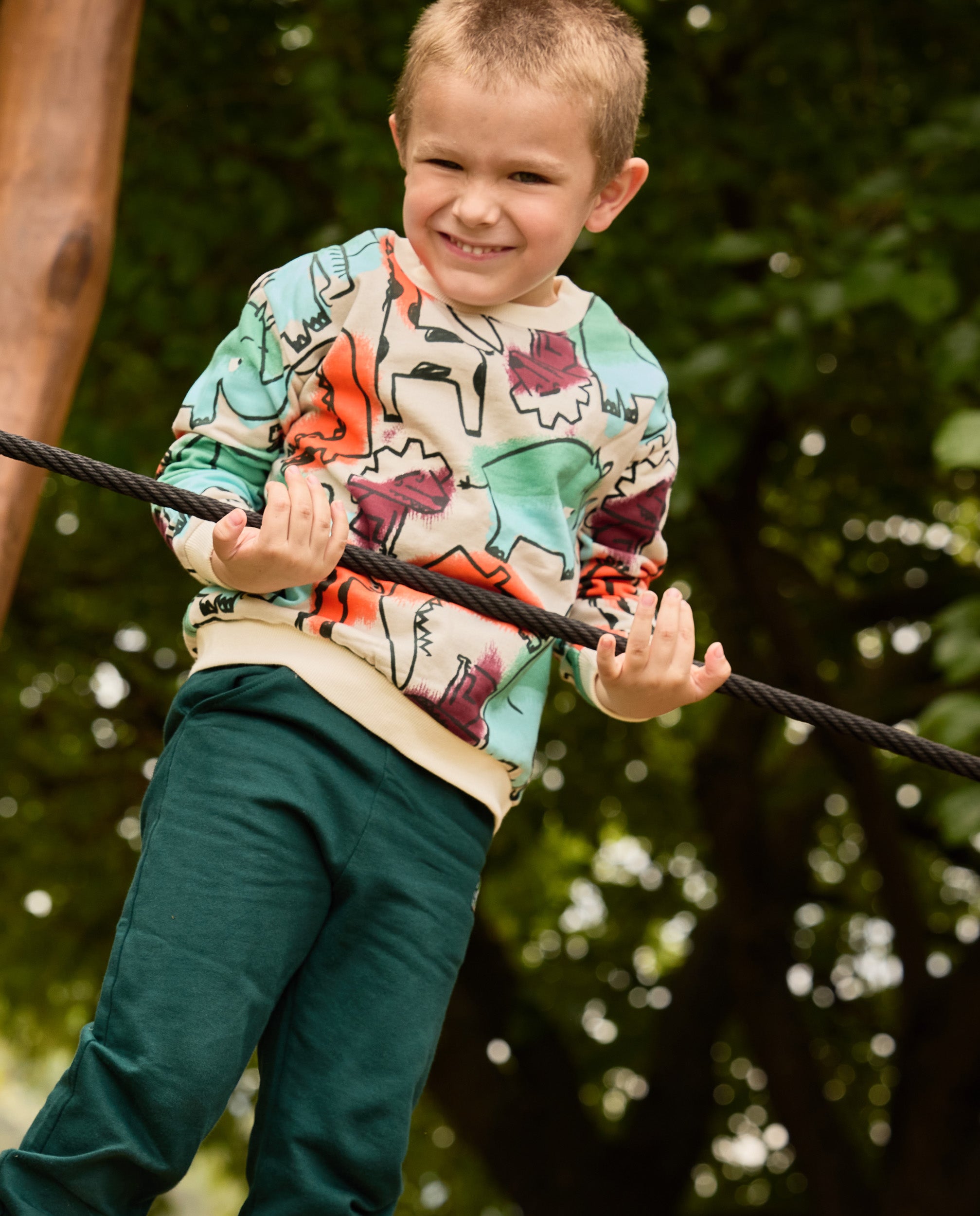 Conjunto de niño de felpa con sudadera diseño de sabana y pantalón a juego