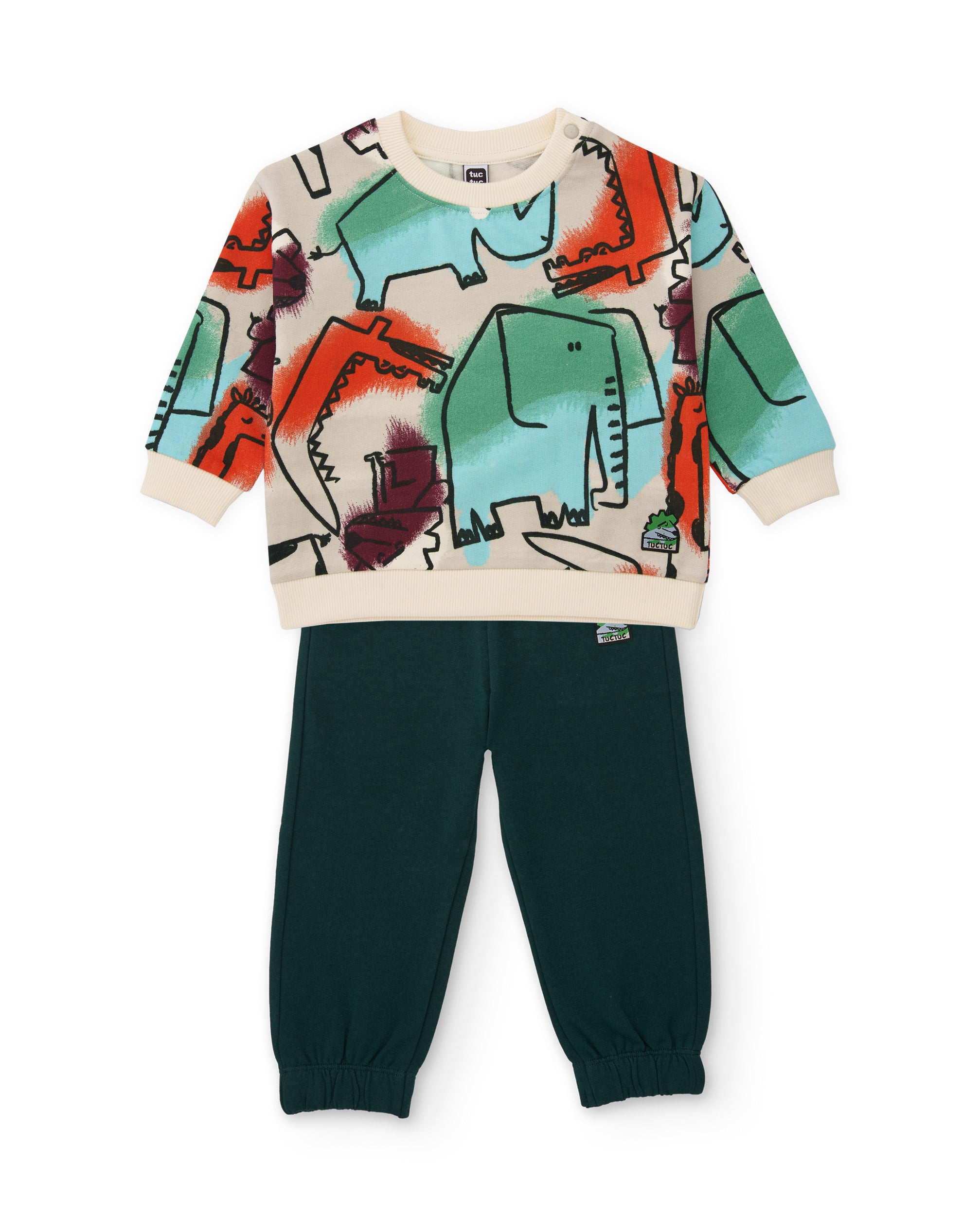 Conjunto de niño de felpa con sudadera diseño de sabana y pantalón a juego