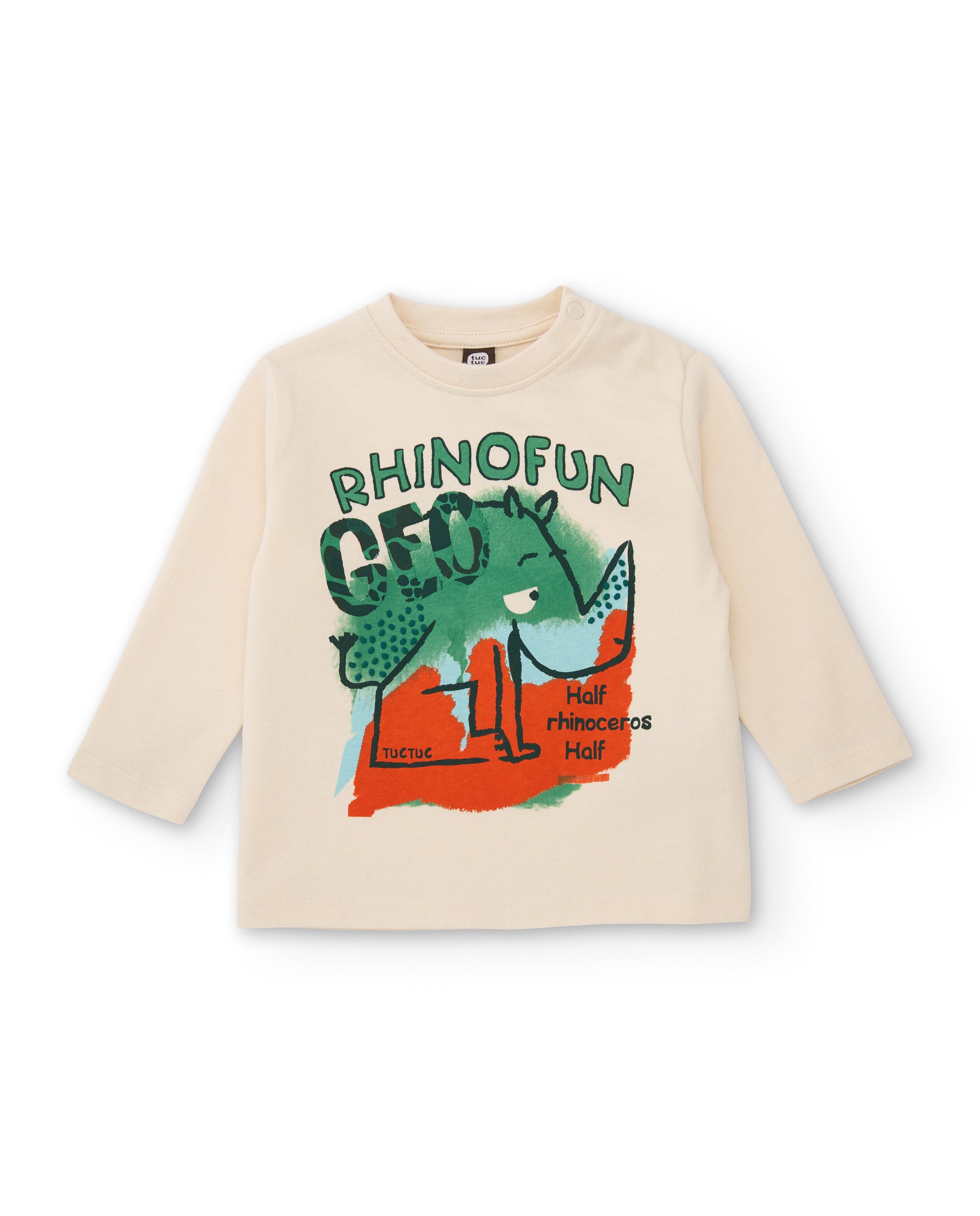Camiseta de niño de punto con print de rinoceronte y tacto suave