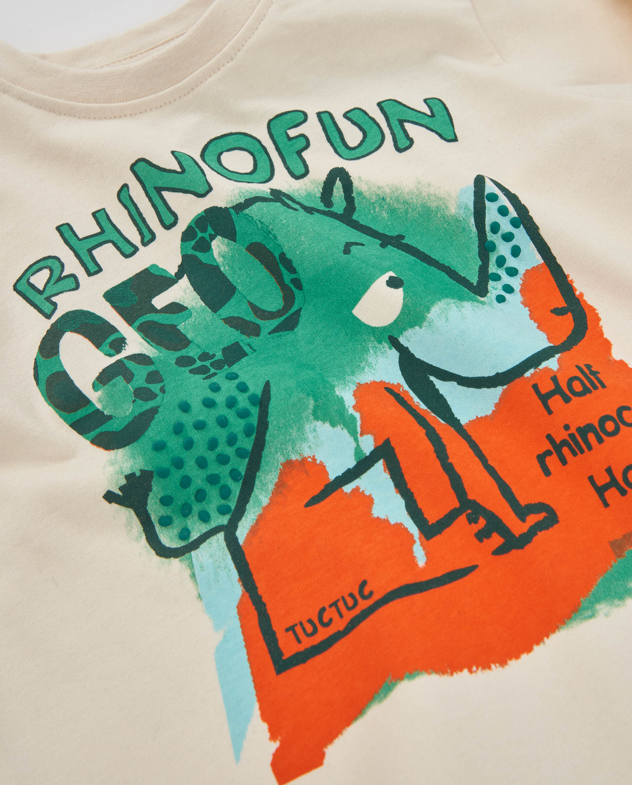 Camiseta de niño de punto con print de rinoceronte y tacto suave