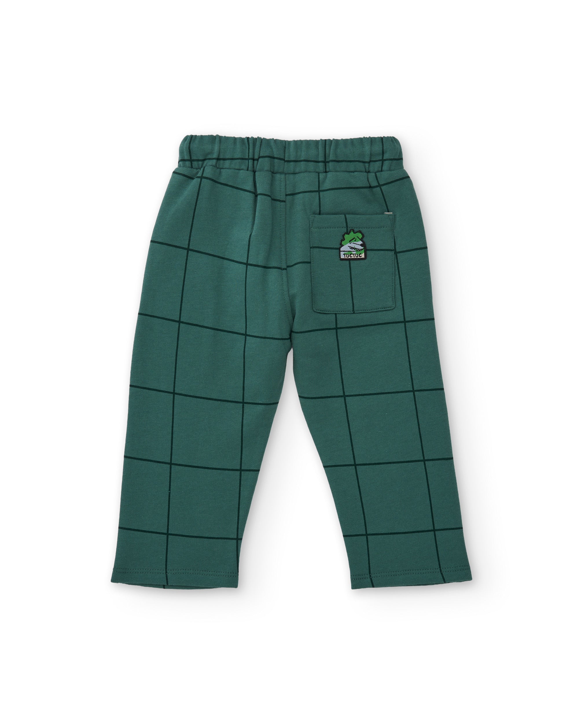 Pantalón de niño de felpa con diseño de cuadros y cordón