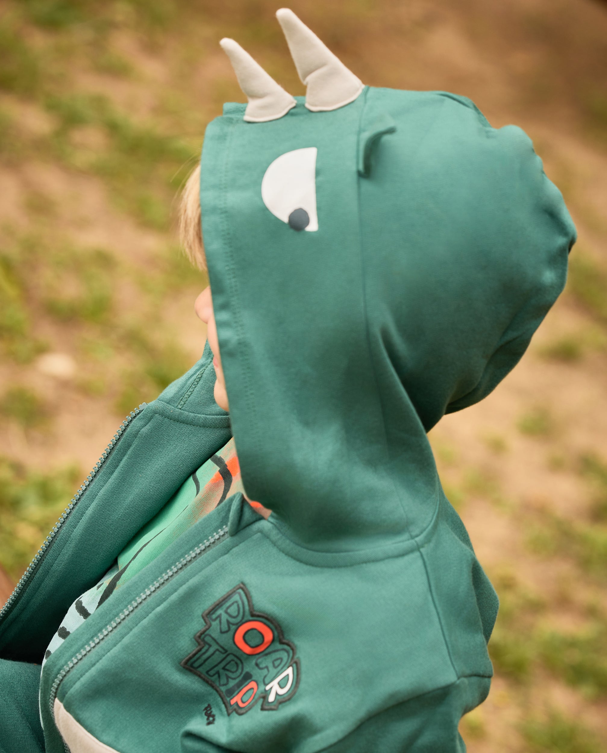Sudadera de niño de felpa con capucha y diseño de rinoceronte