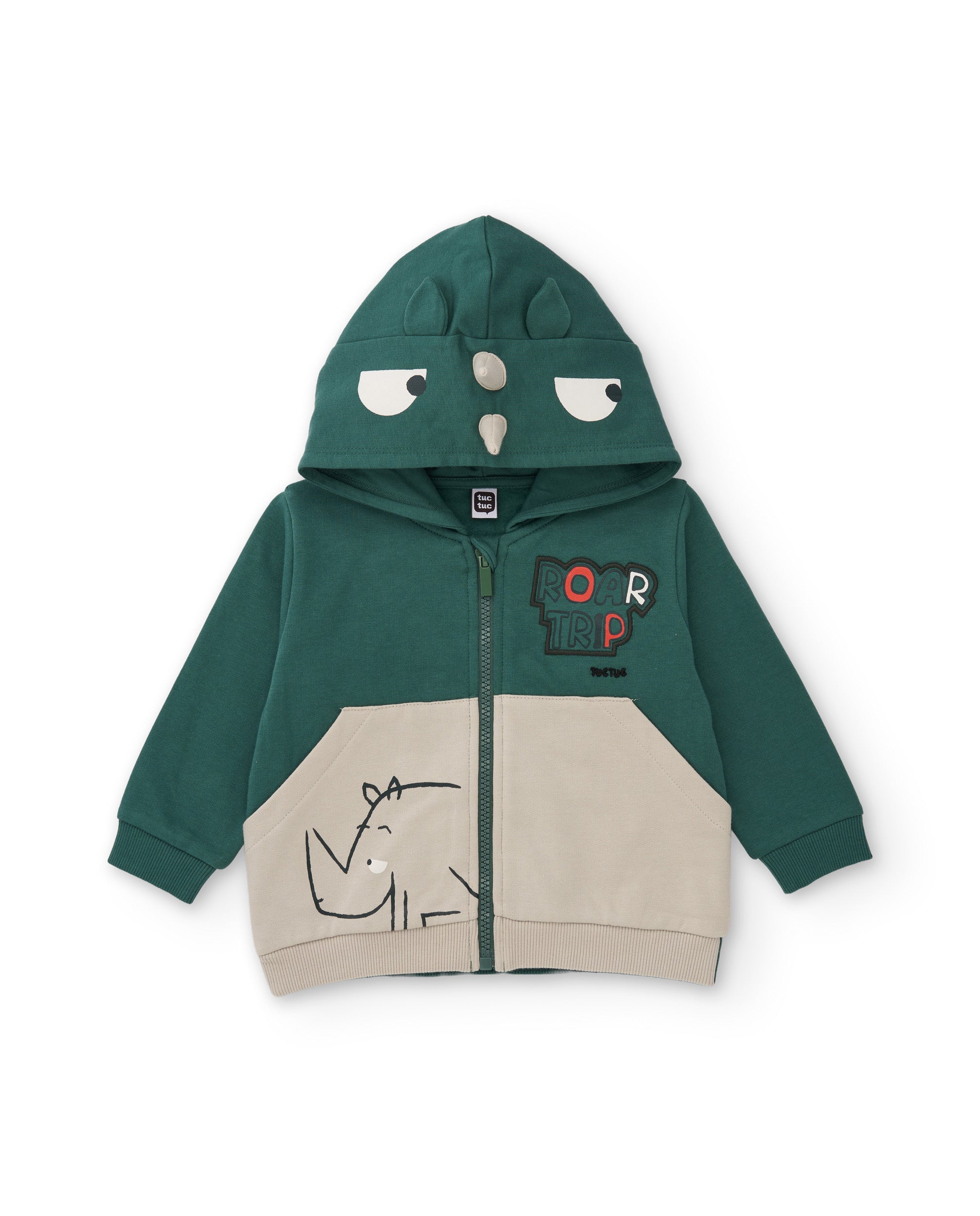 Conjunto de niño de felpa con sudadera de capucha de rinoceronte y pantalón