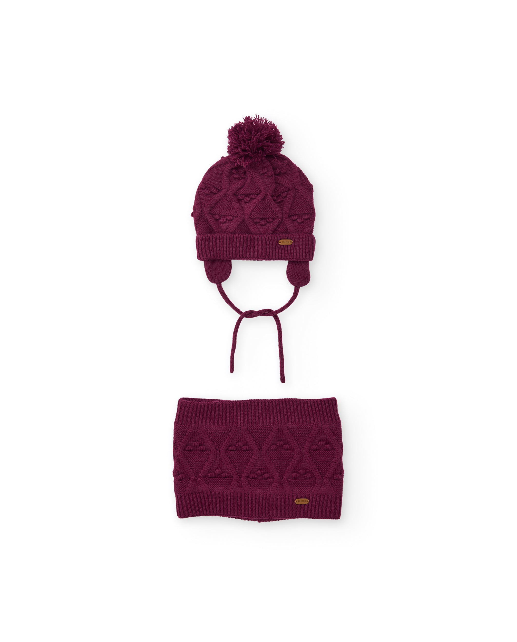 Set de niña de tricot con gorro y braga de cuello texturizada