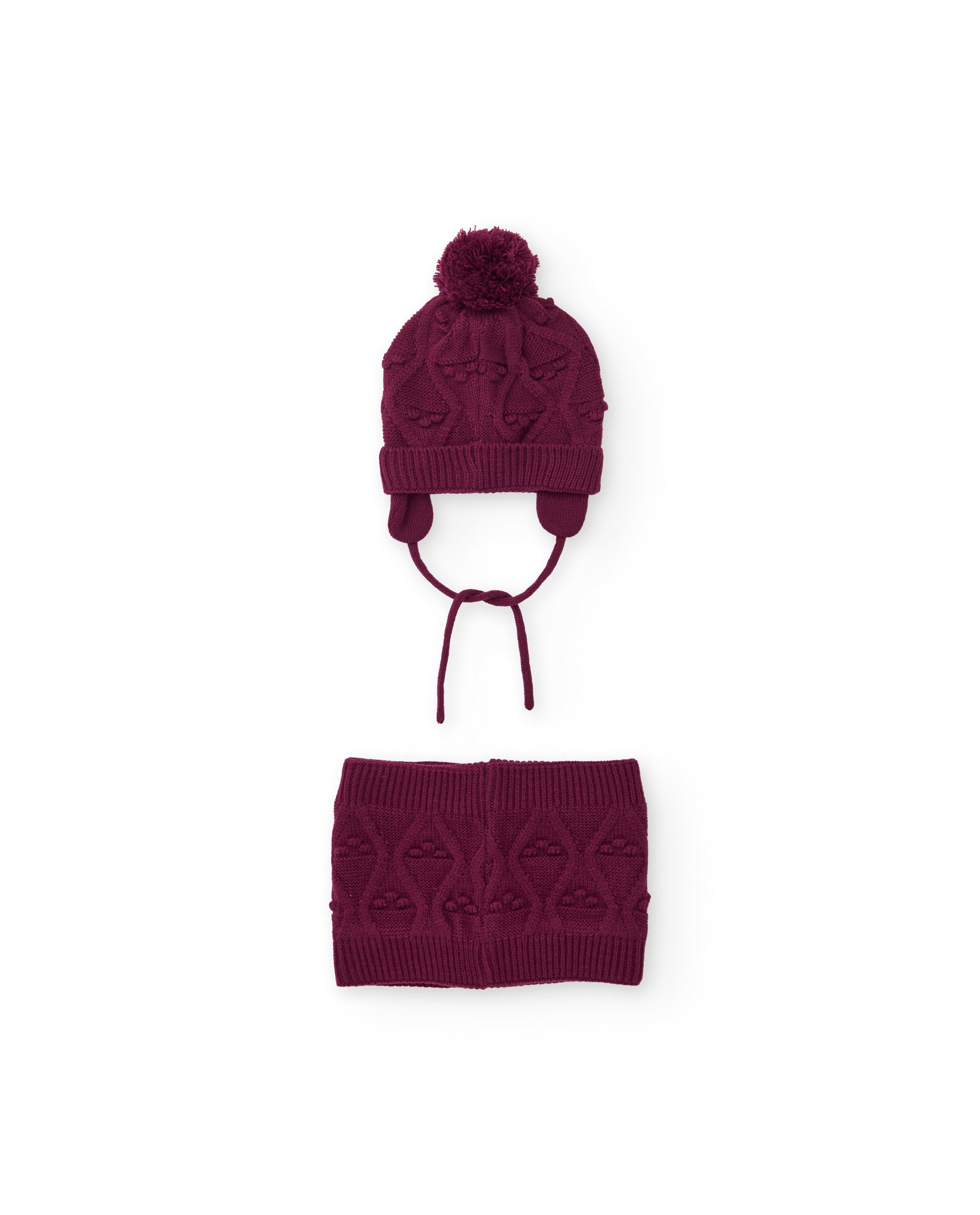 Set de niña de tricot con gorro y braga de cuello texturizada
