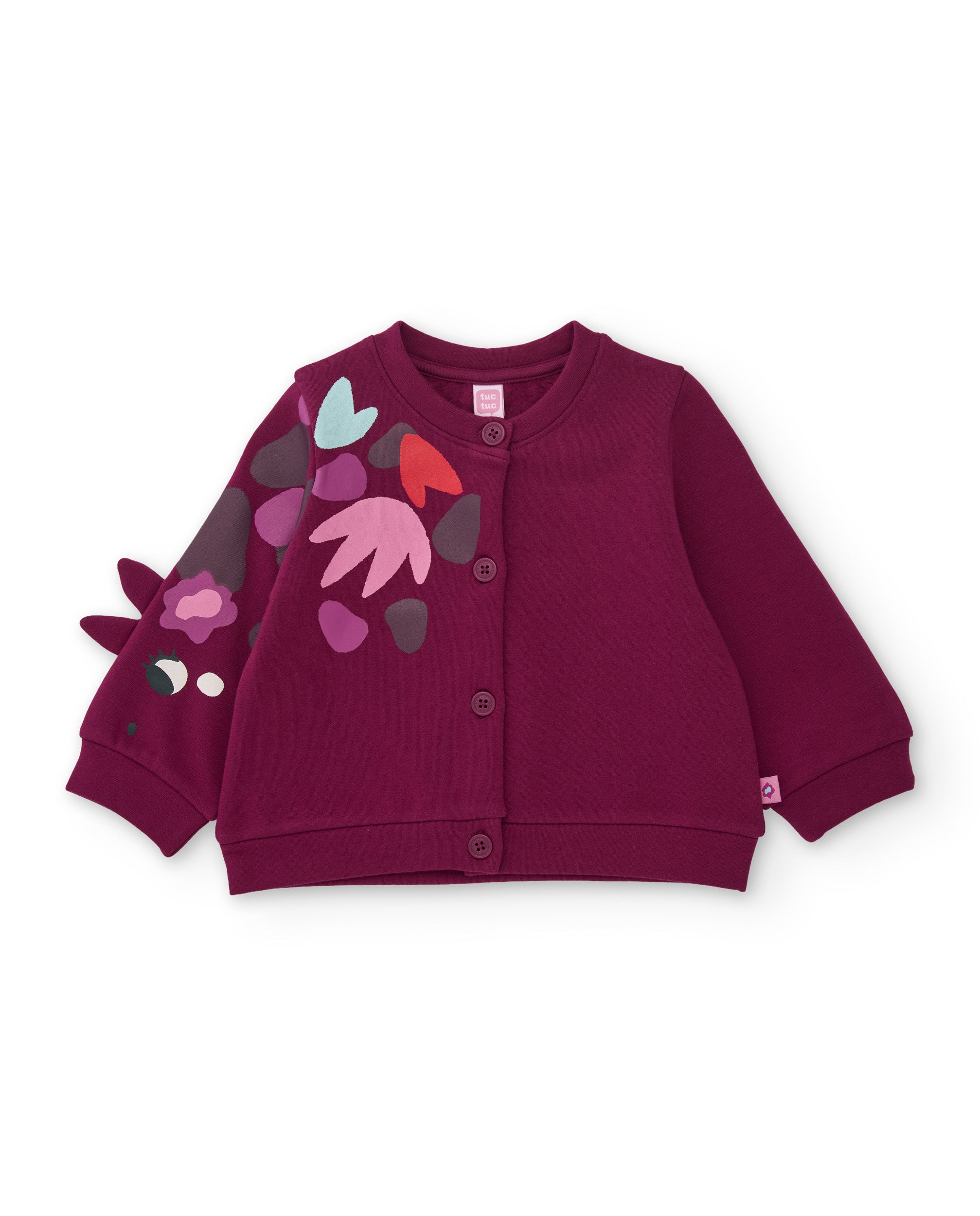 Chaqueta de niña de felpa con botones y detalles decorativos